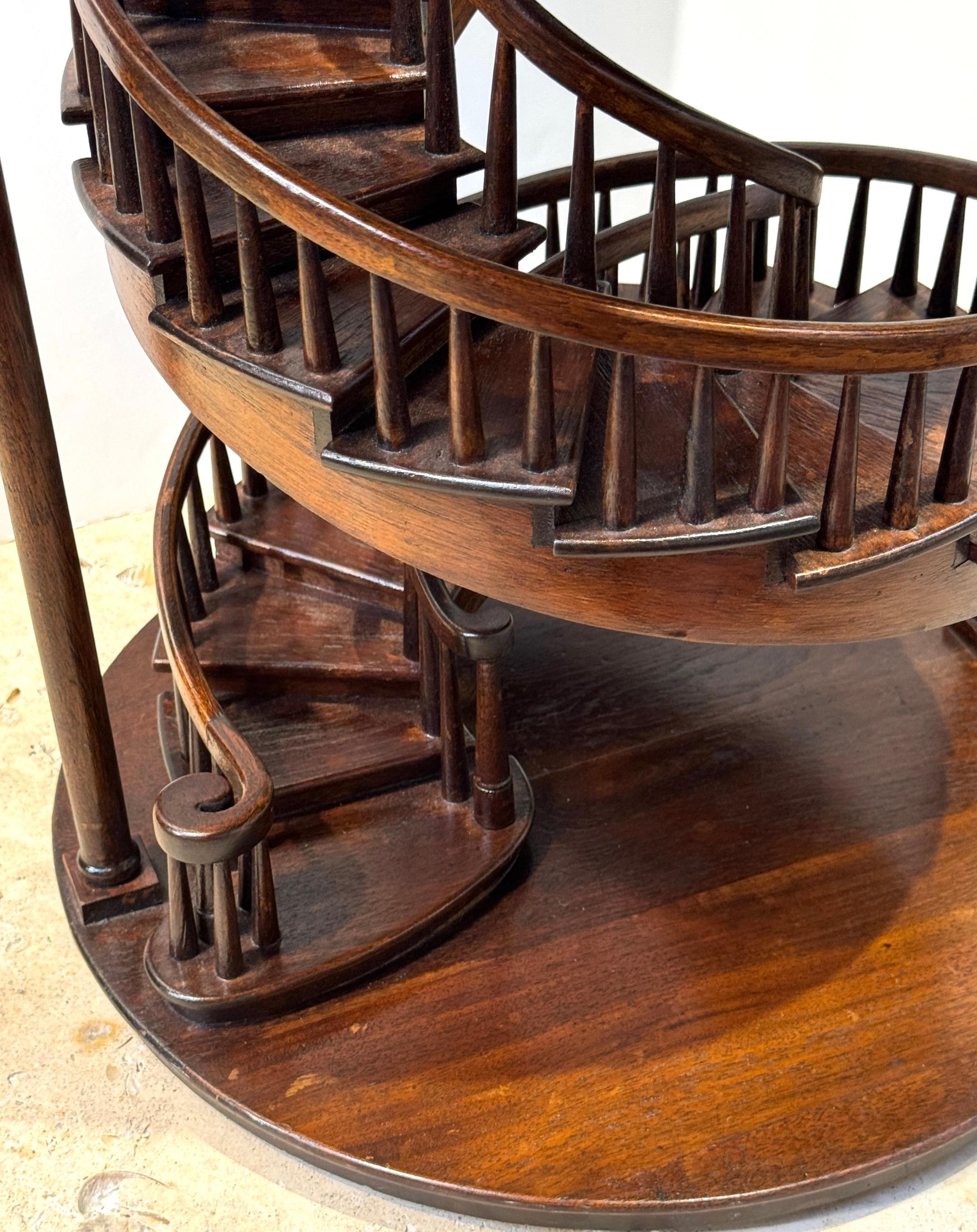 Carved Georgian-Style Architectural Model of a Grand Spiral Staircase For Sale