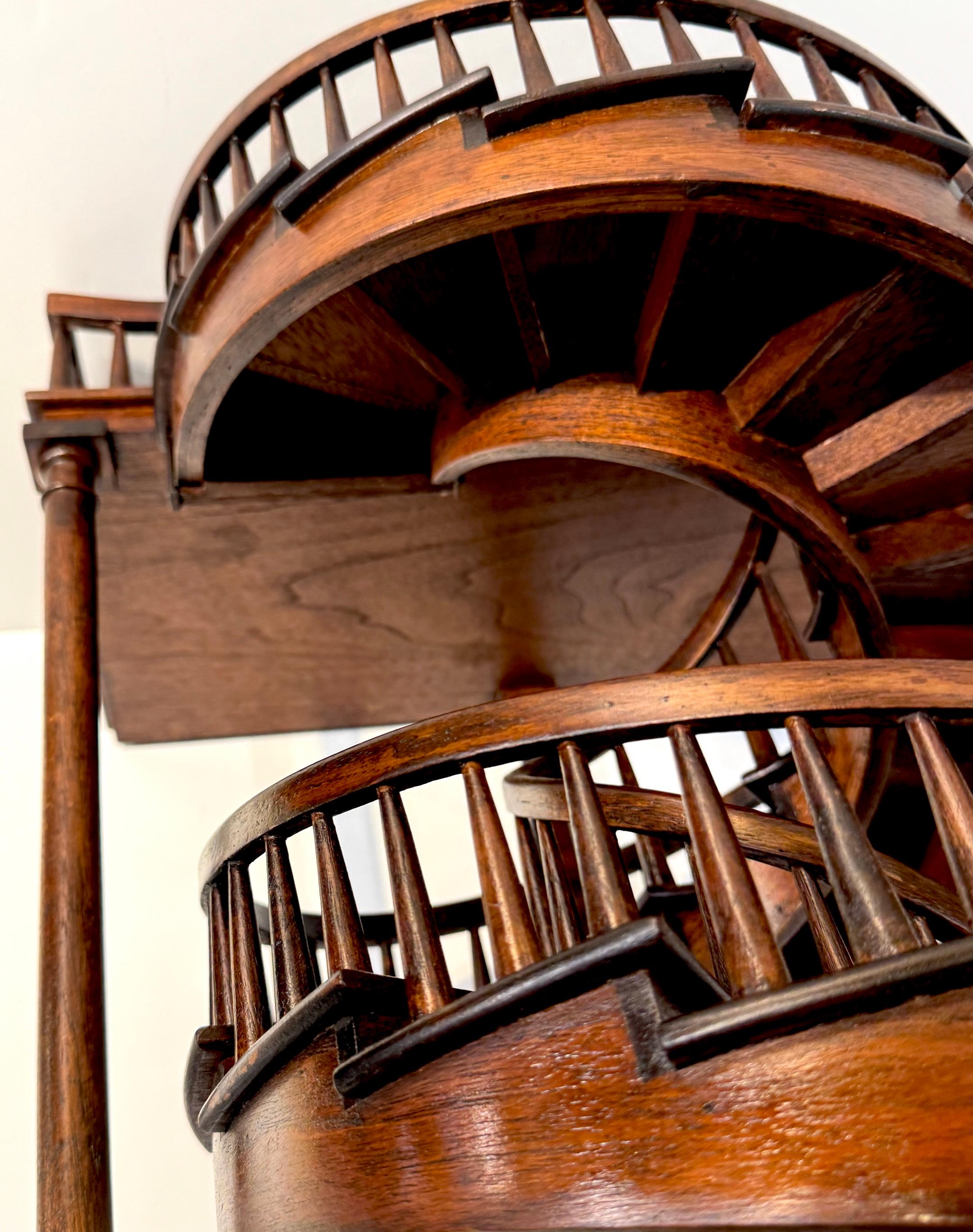 Mahogany Georgian-Style Architectural Model of a Grand Spiral Staircase For Sale