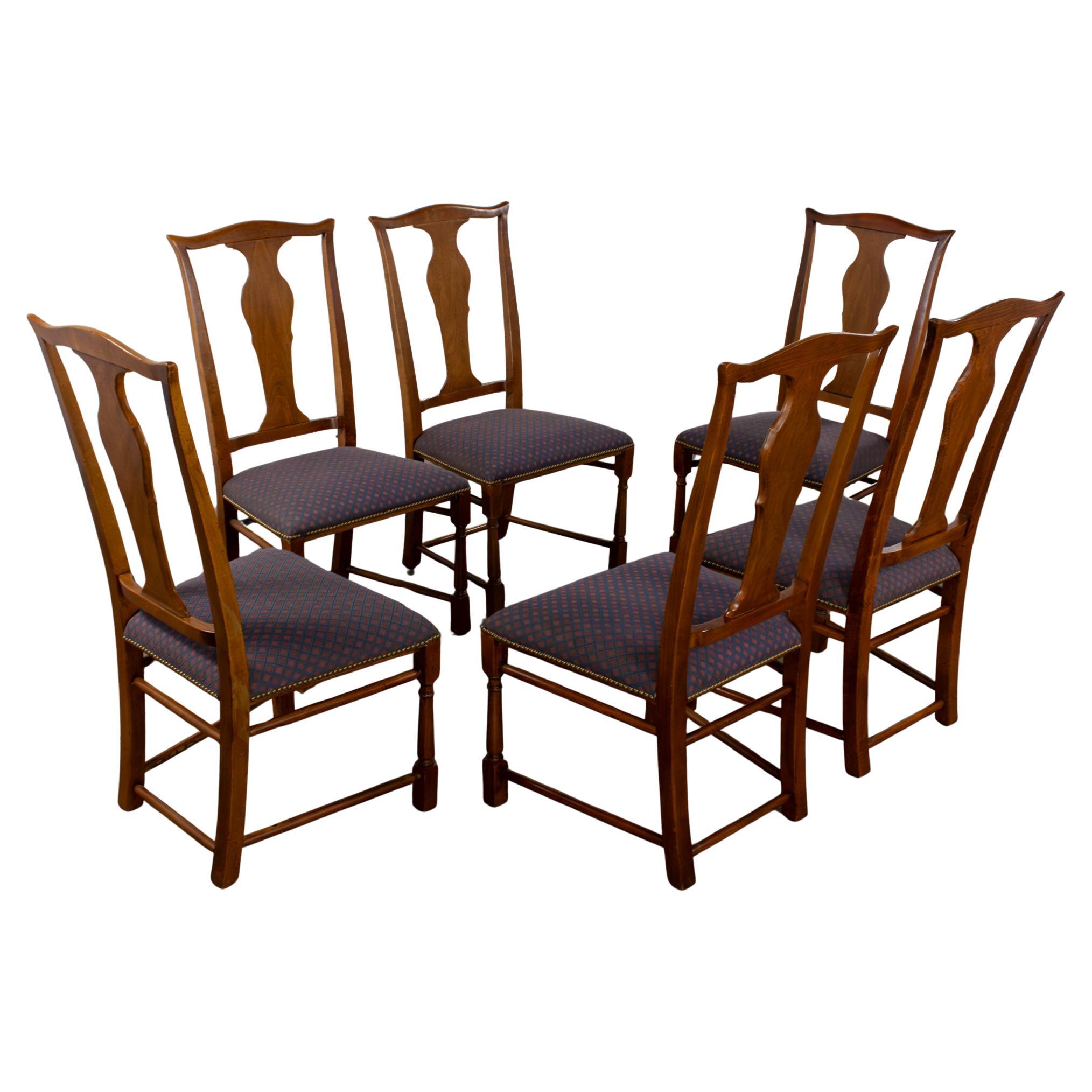Georgian Style Baker Dining Chairs w/Solid Splat & Turned Front Legs Set of 6 For Sale