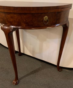Georgian Style Baker Mahogany Demilune Flip Top End / Card Table