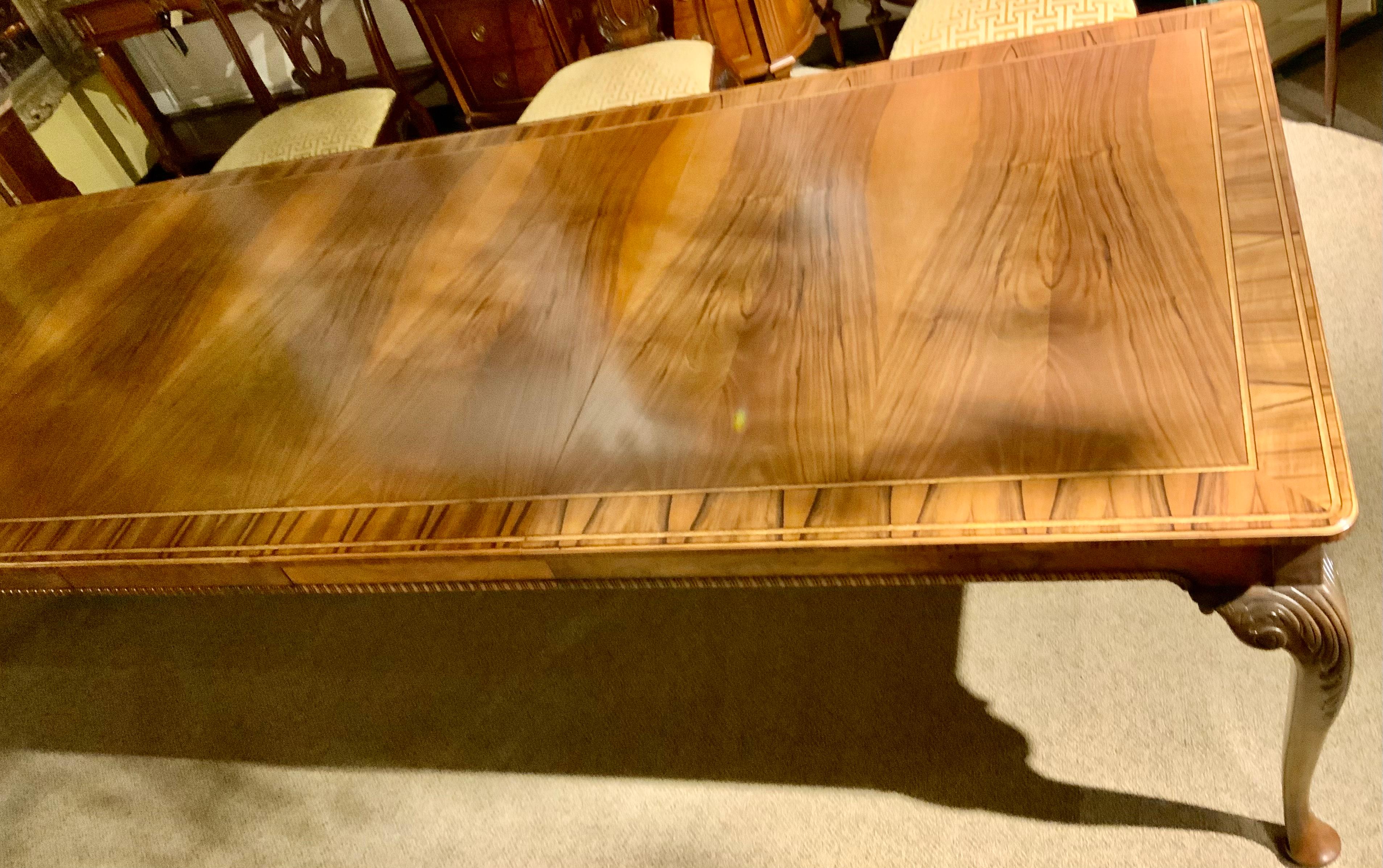 American Georgian-Style Banded Walnut Dining Table For Sale