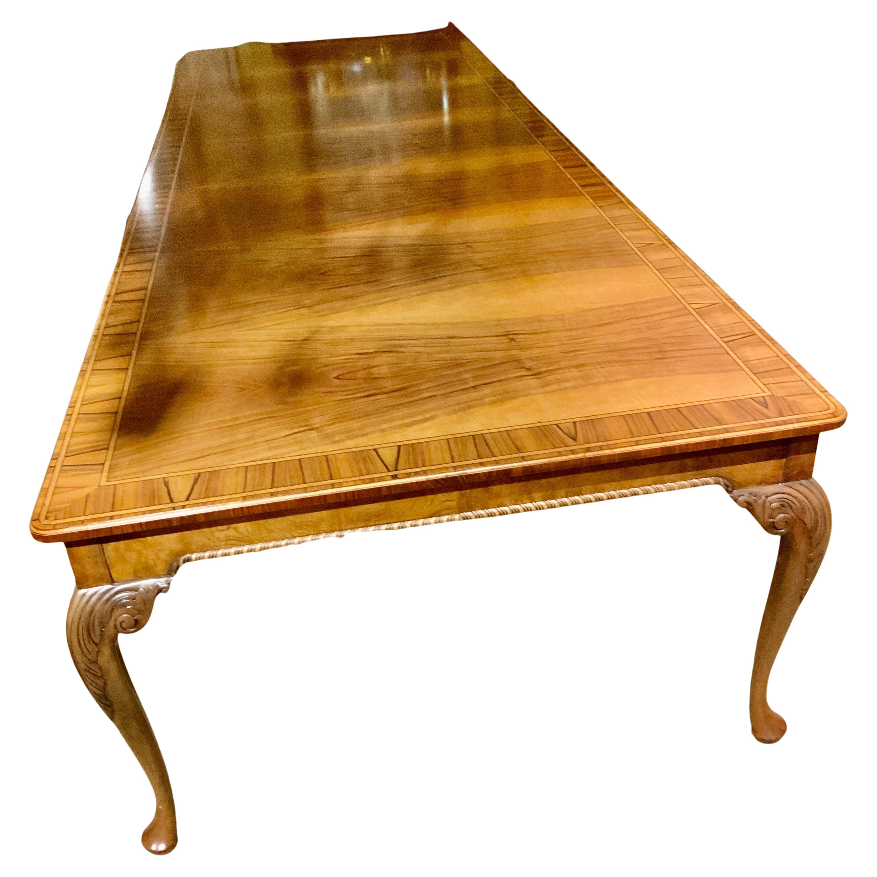 Georgian-Style Banded Walnut Dining Table