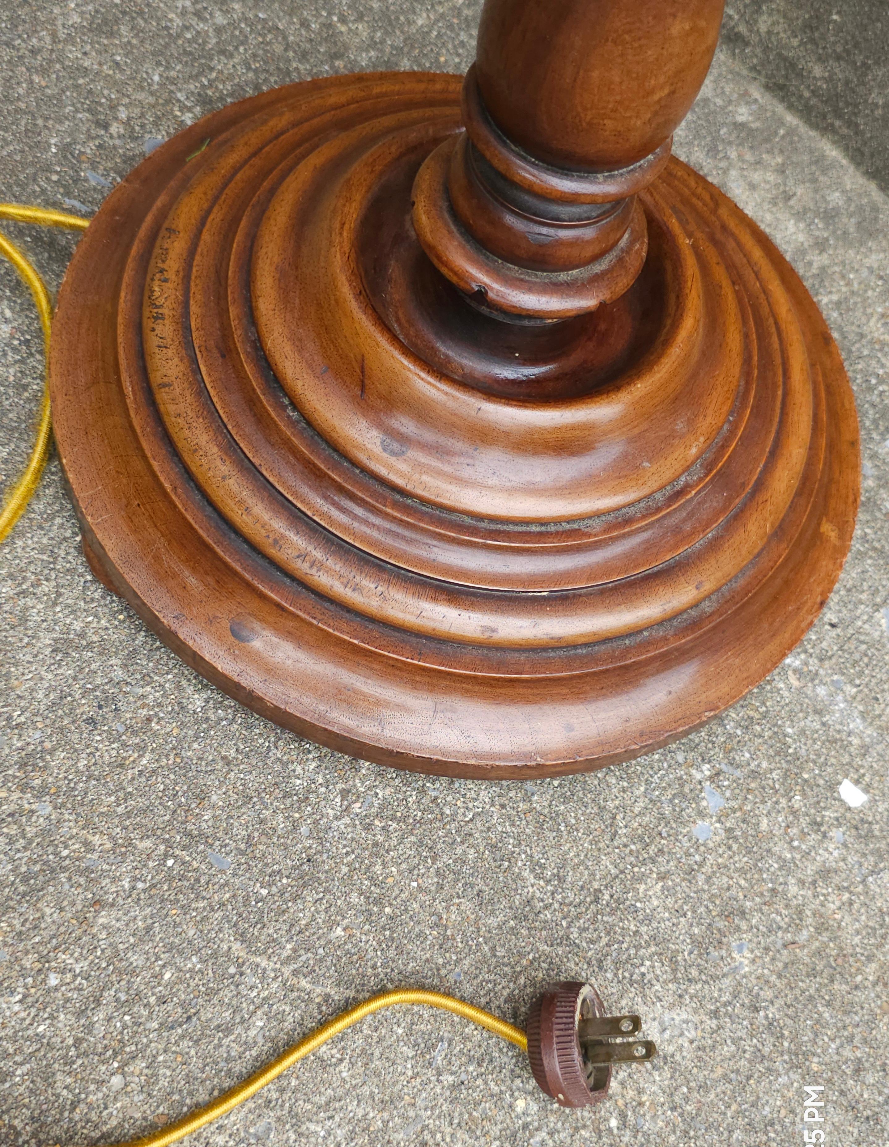 20th Century Georgian Style Barley Twist Walnut Floor Lamp with Table For Sale