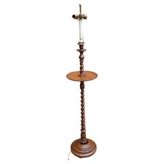 Georgian Style Barley Twist Walnut Floor Lamp with Table