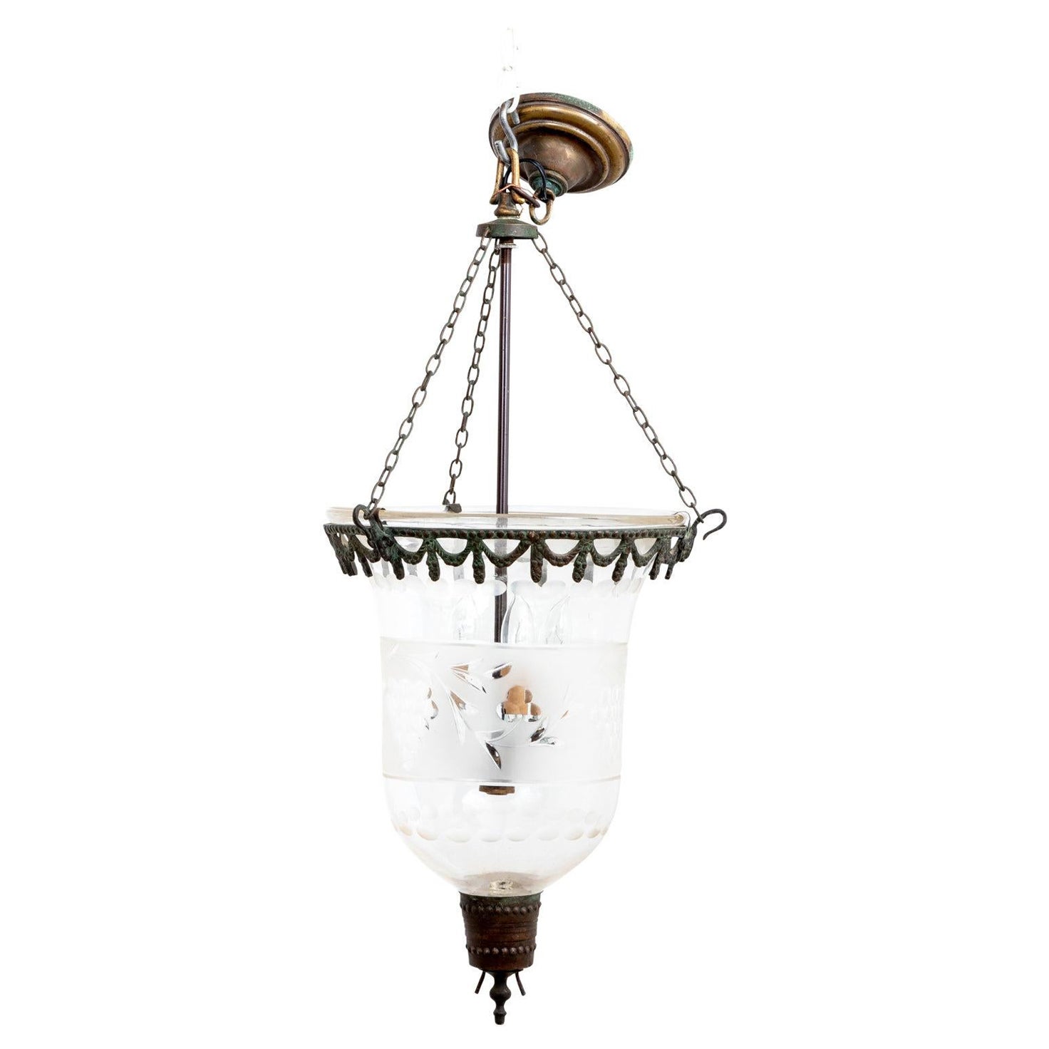 Georgian style Bell Jar Hanging Lantern For Sale