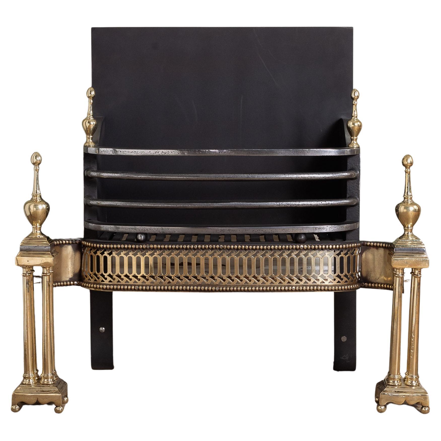 Georgian Style Brass and Iron Fire Grate