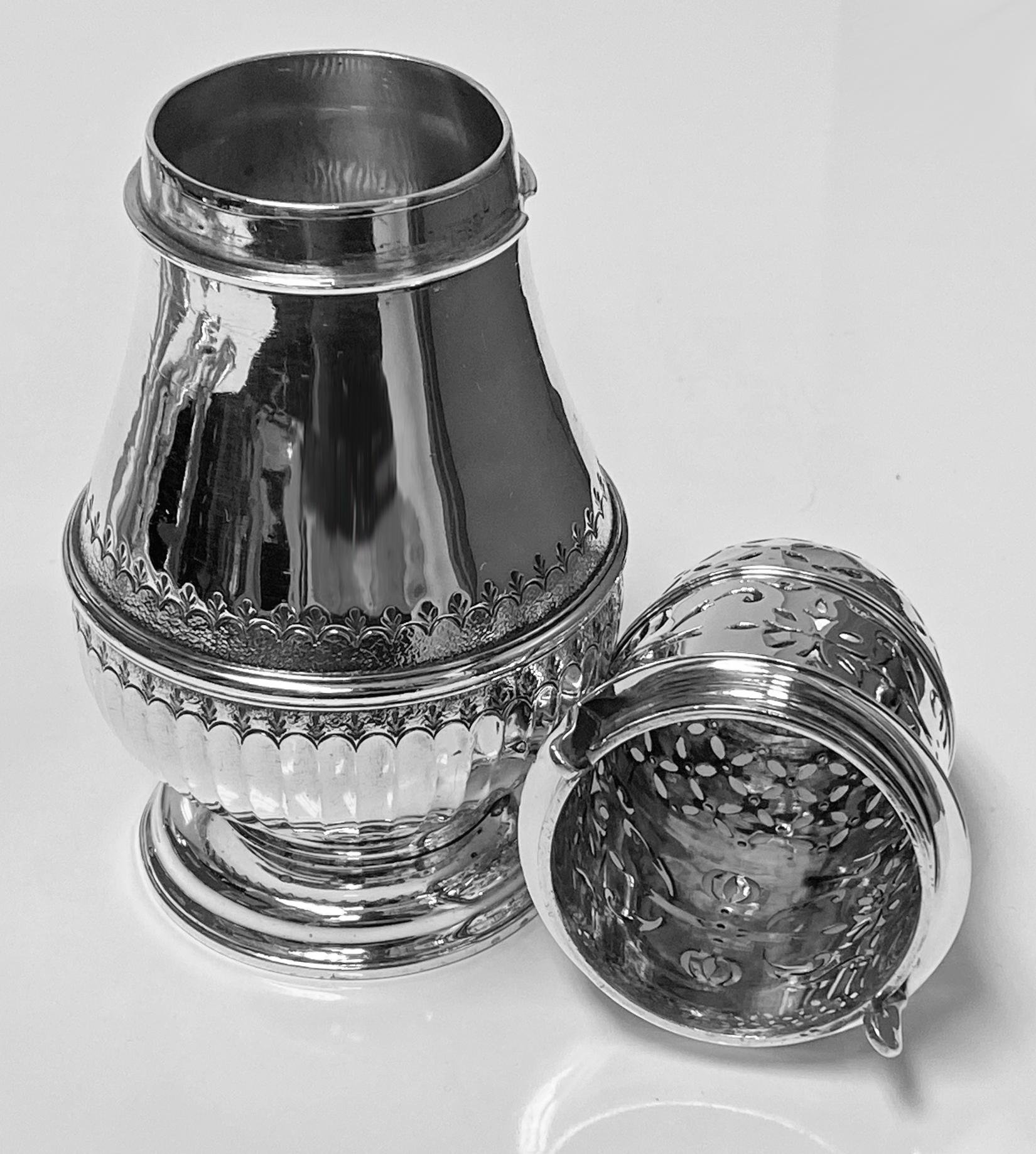 Georgian Style Britannia Standard Silver Caster Muffineer London 1909 C.S.Harris 1