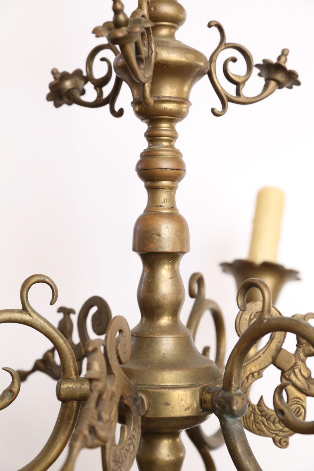 Belgian Flemish-Baroque Style Bronze Chandelier