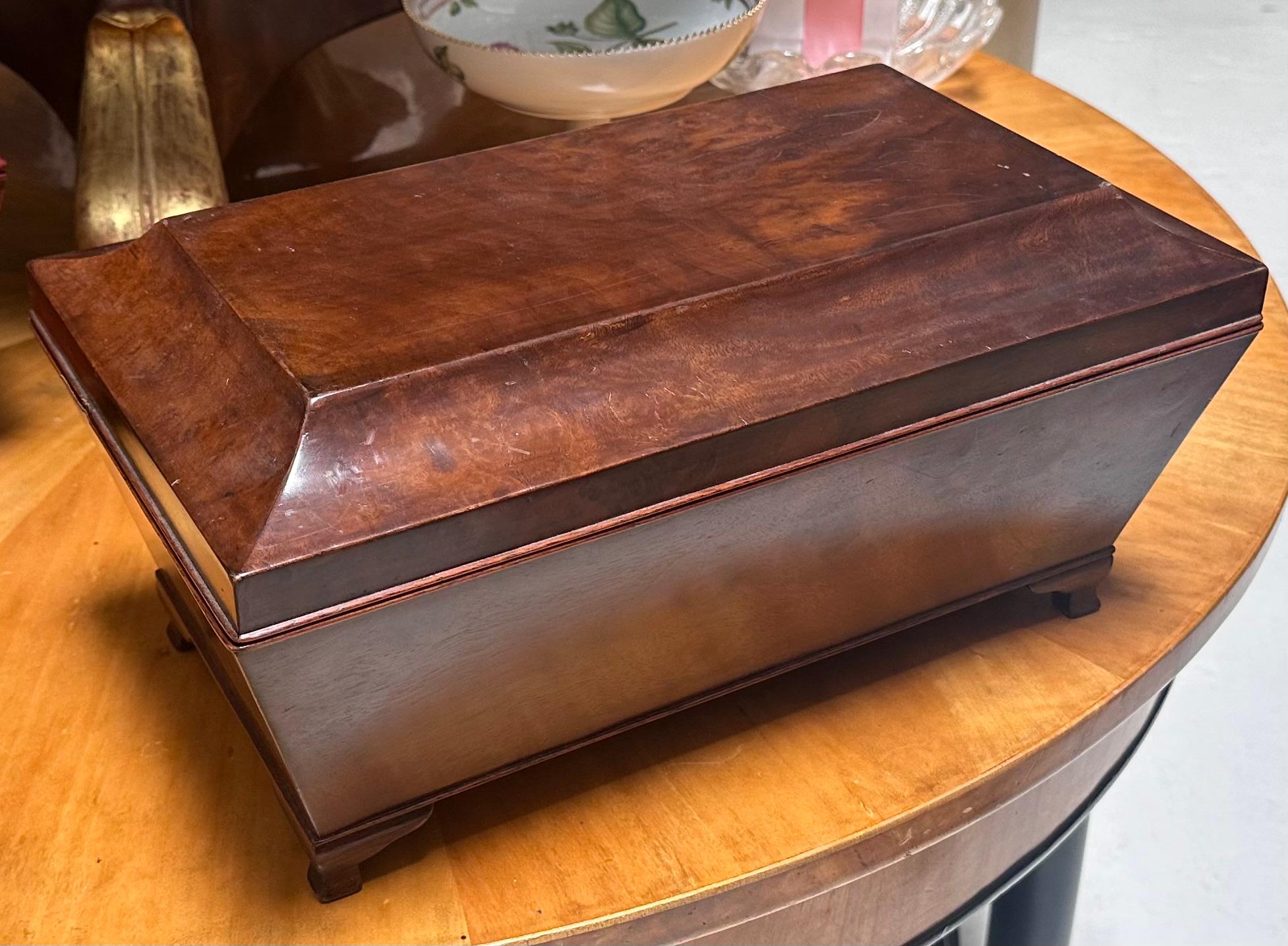 American Georgian Style Burton-Ching burl Walnut Regency Tea Caddy For Sale