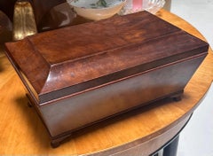 Georgian Style Burton-Ching burl Walnut Regency Tea Caddy
