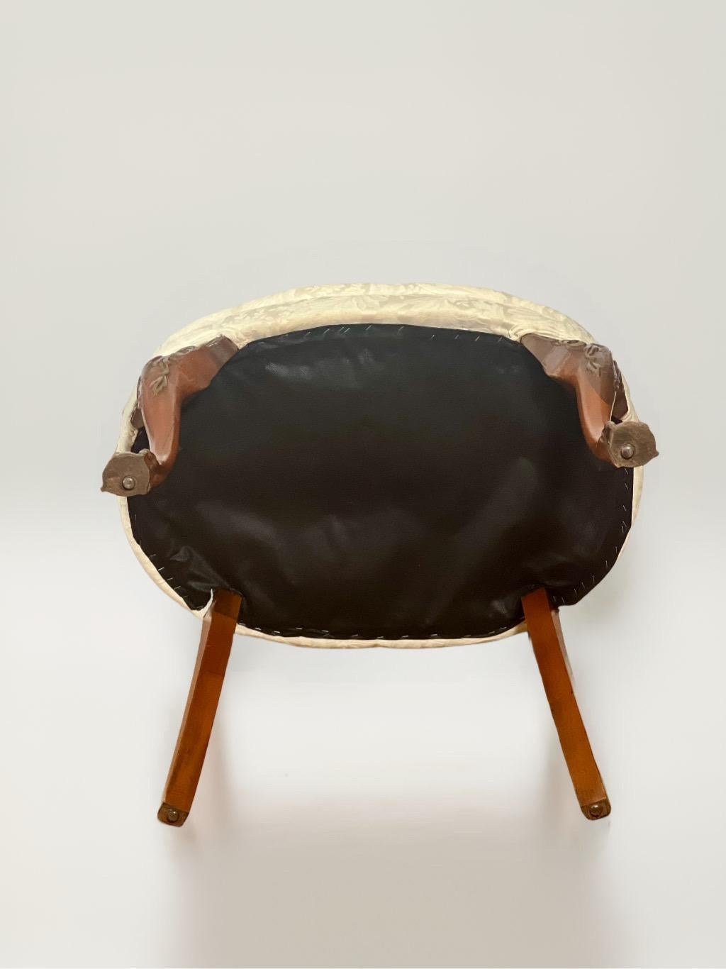 Georgian Style Carved Mahogany and Walnut Low Back Vanity Chair 5