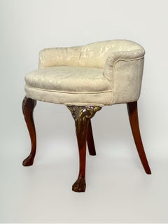 Georgian Style Carved Mahogany and Walnut Low Back Vanity Chair