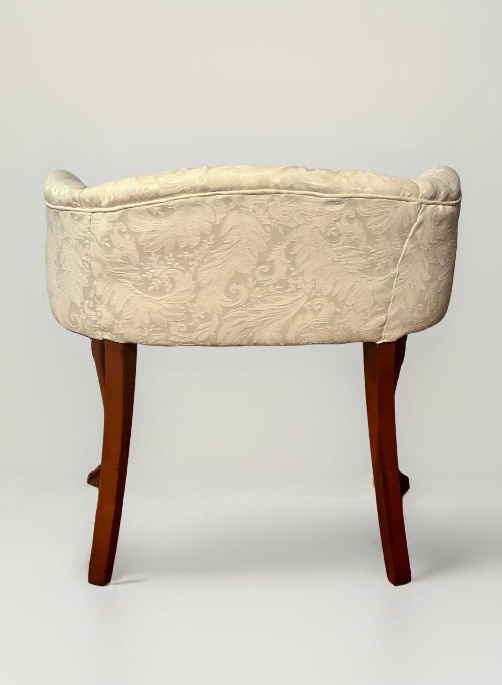 Georgian Style Carved Mahogany and Walnut Low Back Vanity Chair 1