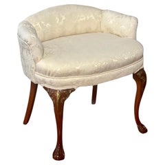 Georgian Style Carved Mahogany and Walnut Low Back Vanity Chair