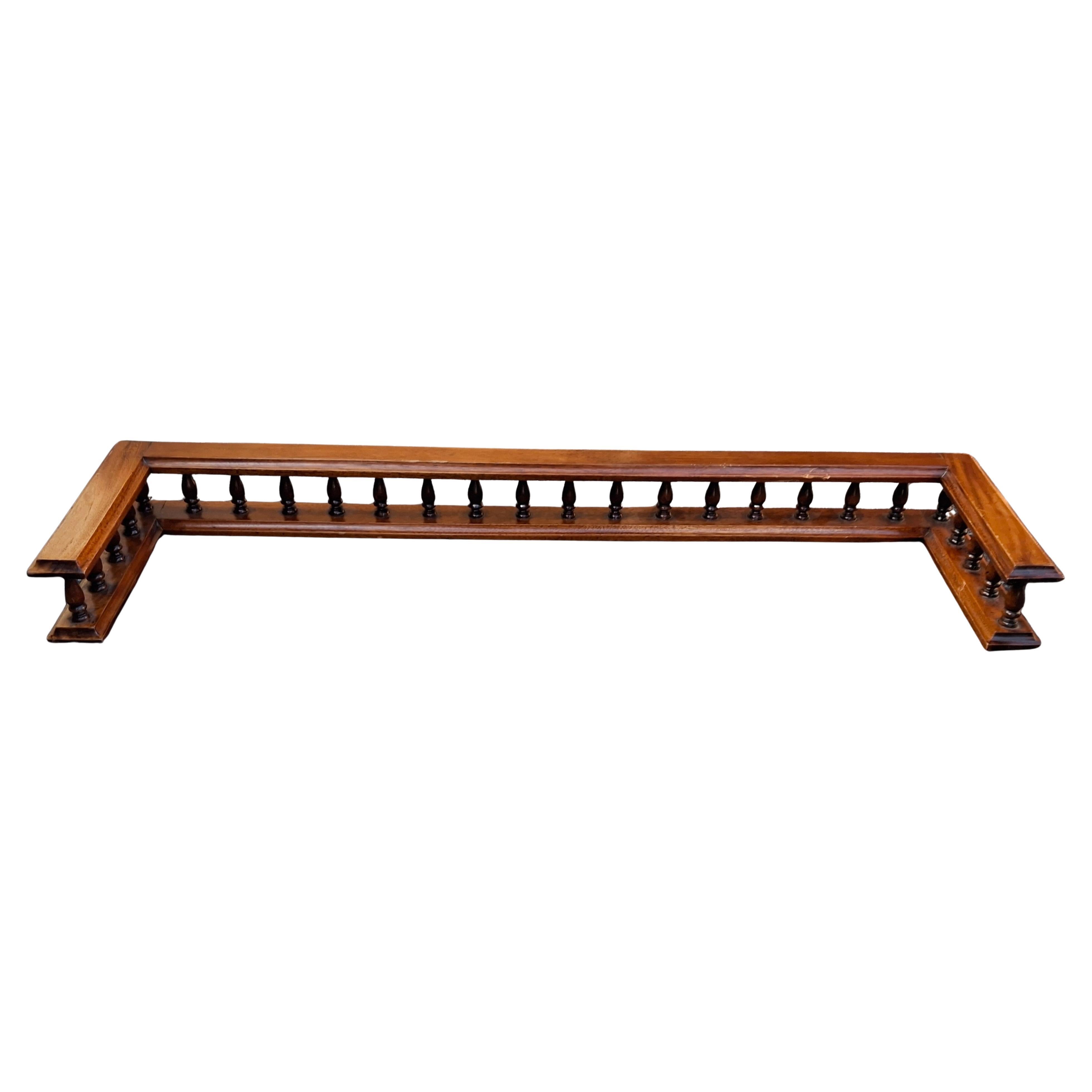 American Georgian Style Carved Mahogany Fireplace Gallery Fender For Sale