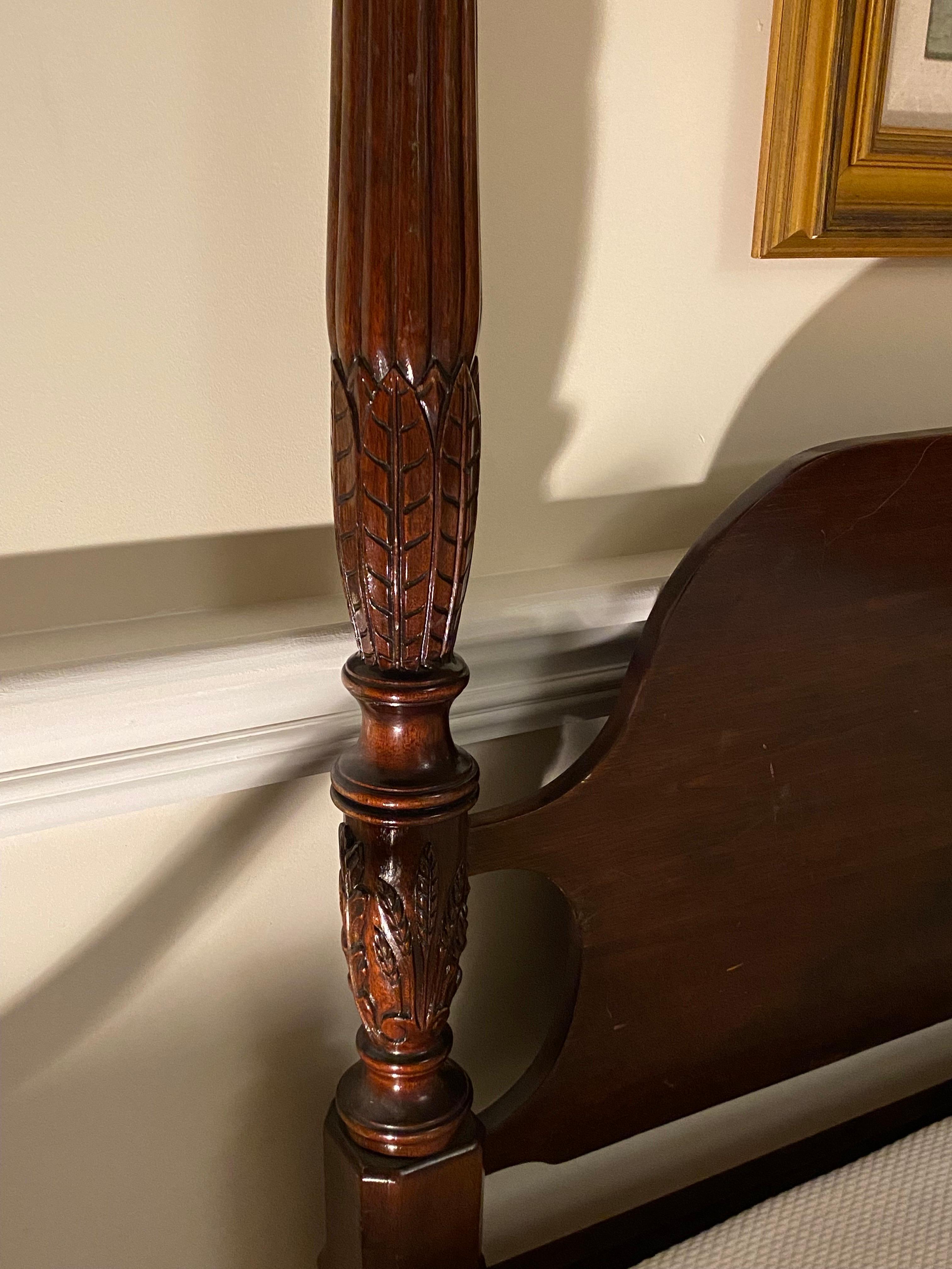 Georgian Style Carved Mahogany Full Size Poster Bed w Tester, Late 19th Century 10