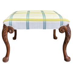 Georgian Style Carved Mahogany Ottoman / Stool Att. Theodore Alexander