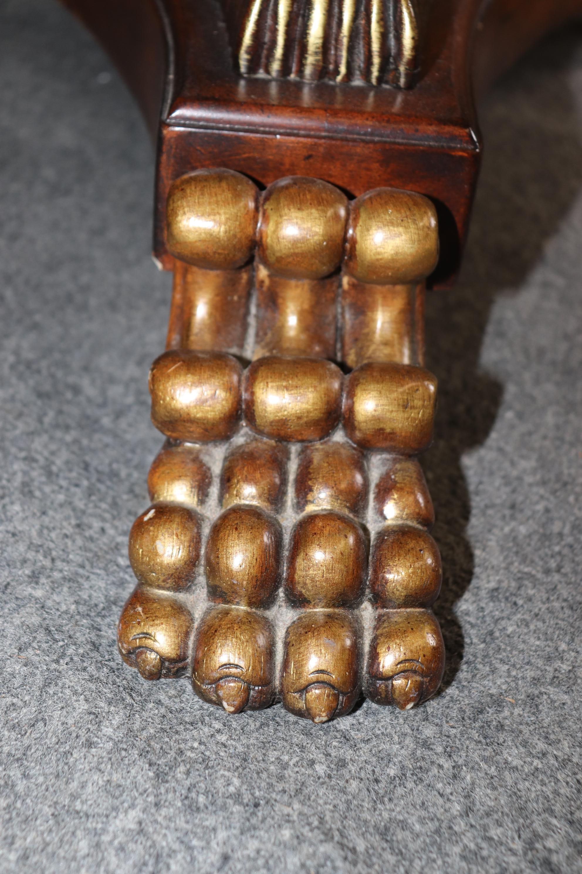 Maitland Smith Quality Carved Georgian Style Center Table With Gold Gilt Accents For Sale 5