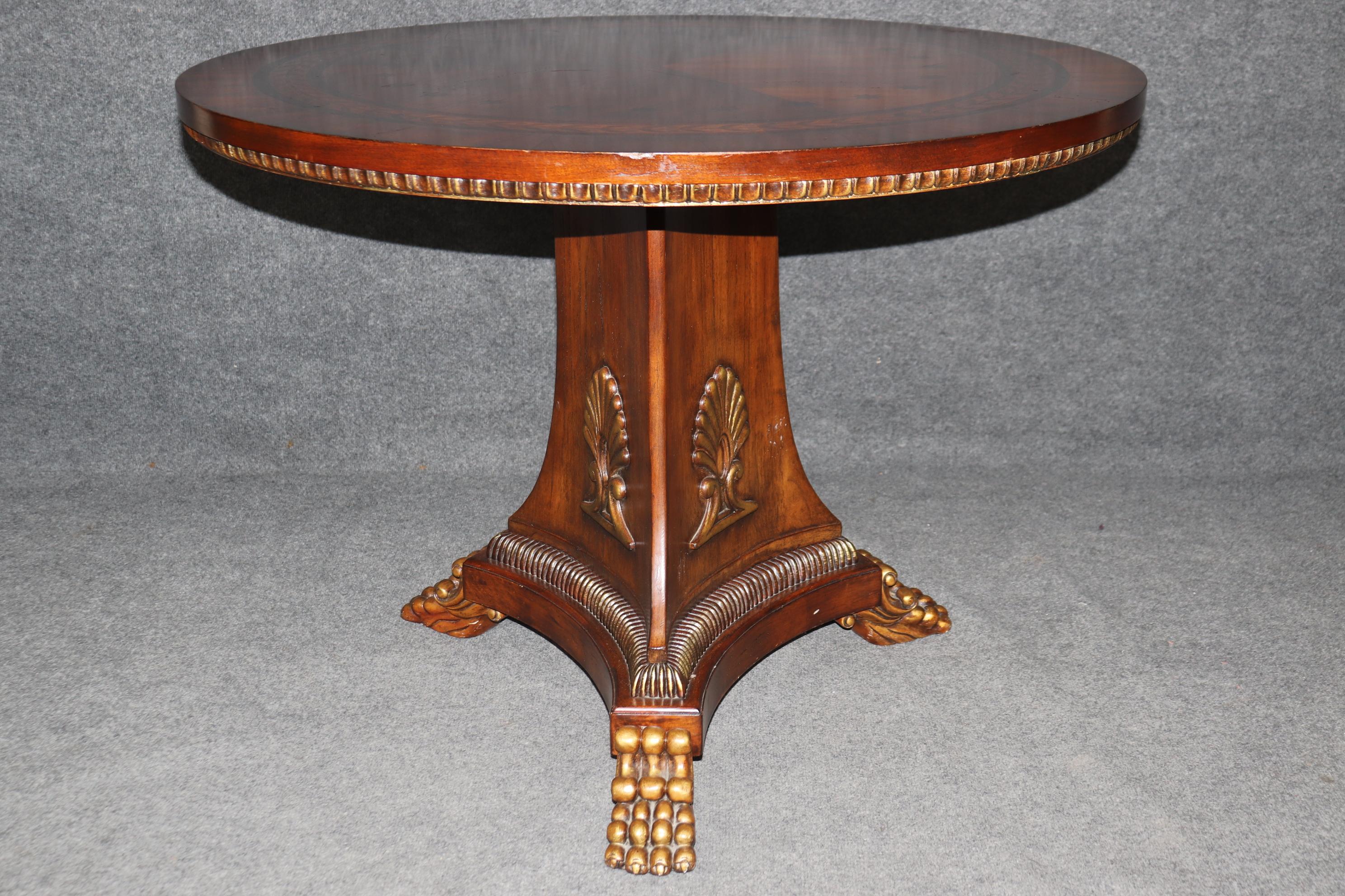 Philippine Maitland Smith Quality Carved Georgian Style Center Table With Gold Gilt Accents For Sale