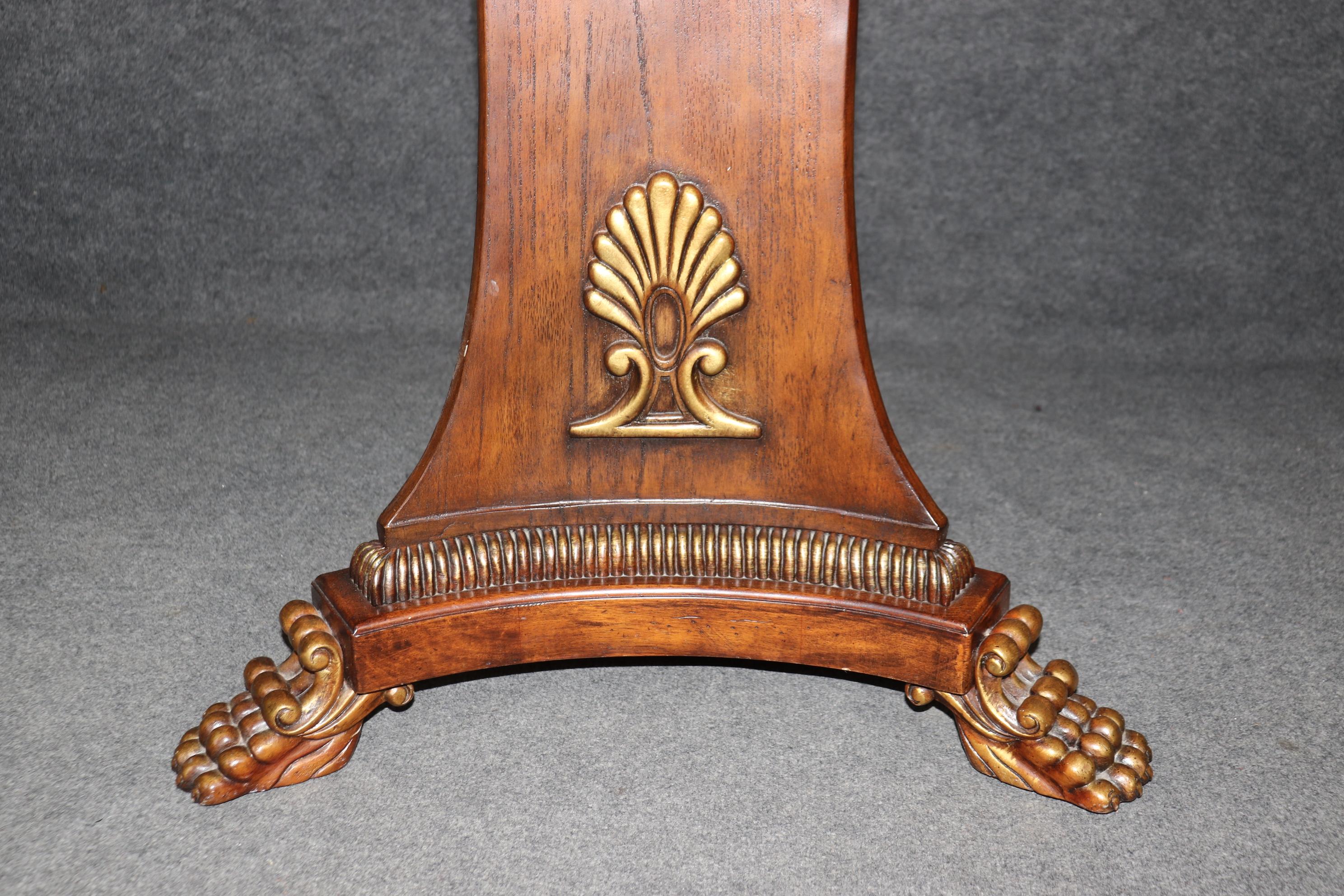 Maitland Smith Quality Carved Georgian Style Center Table With Gold Gilt Accents For Sale 1