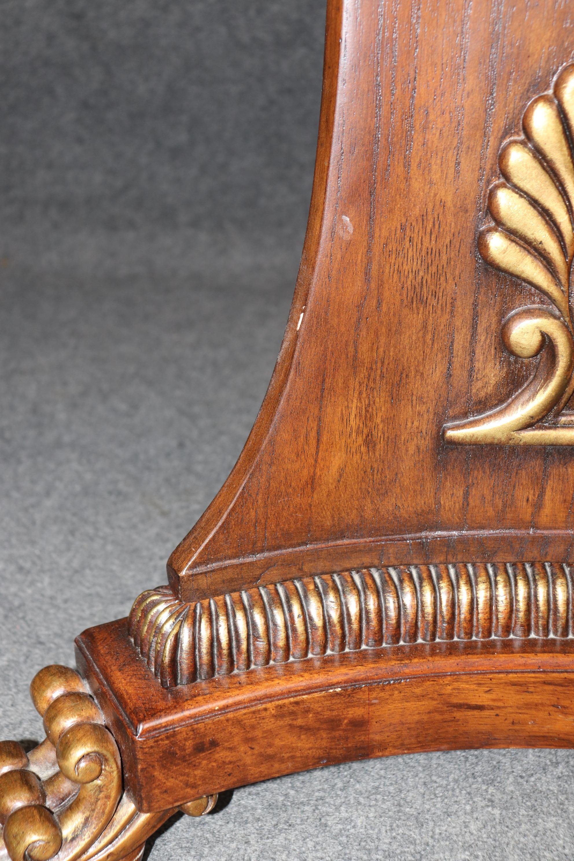 Maitland Smith Quality Carved Georgian Style Center Table With Gold Gilt Accents For Sale 2