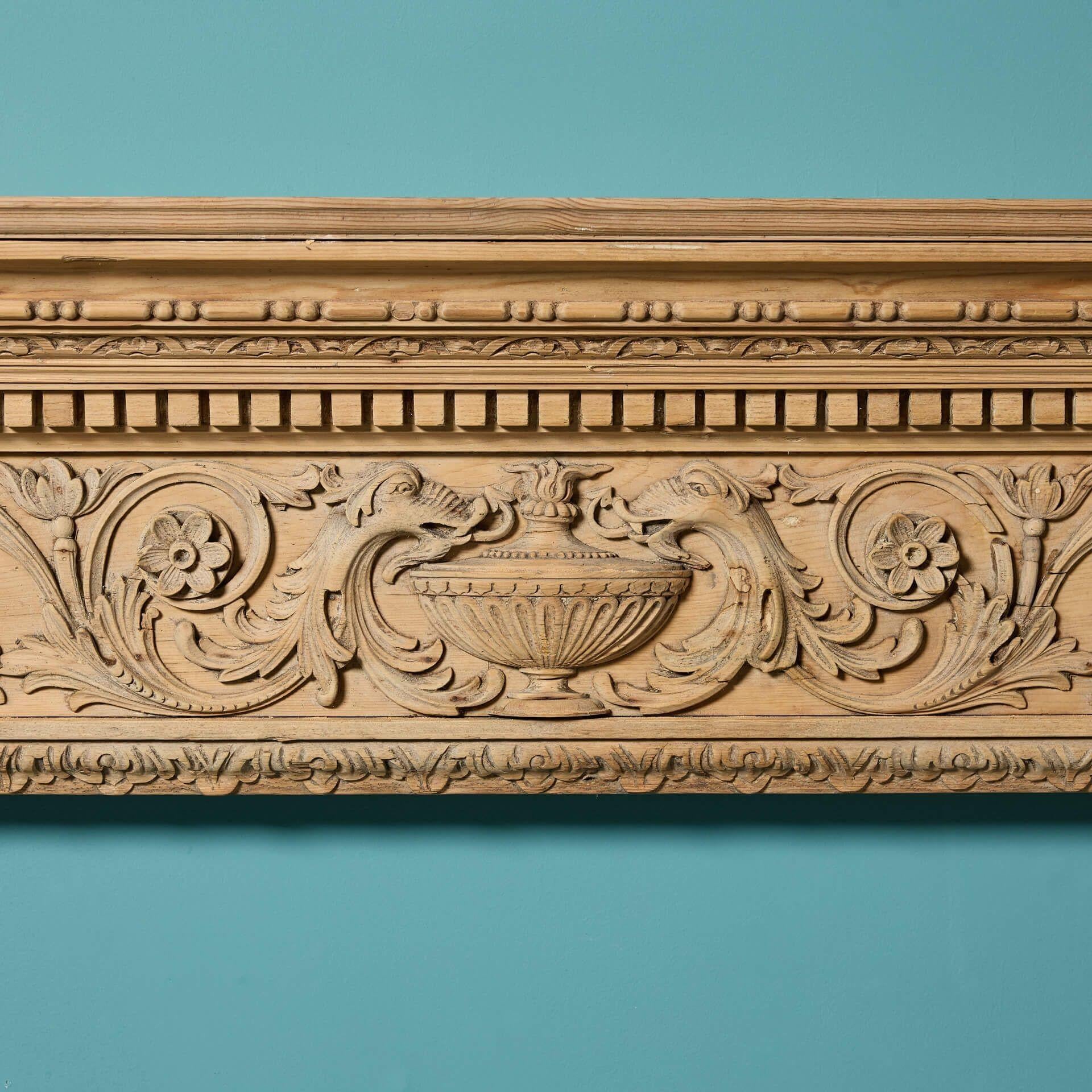 Hand-Crafted Georgian Style Carved Pine Fire Surround For Sale