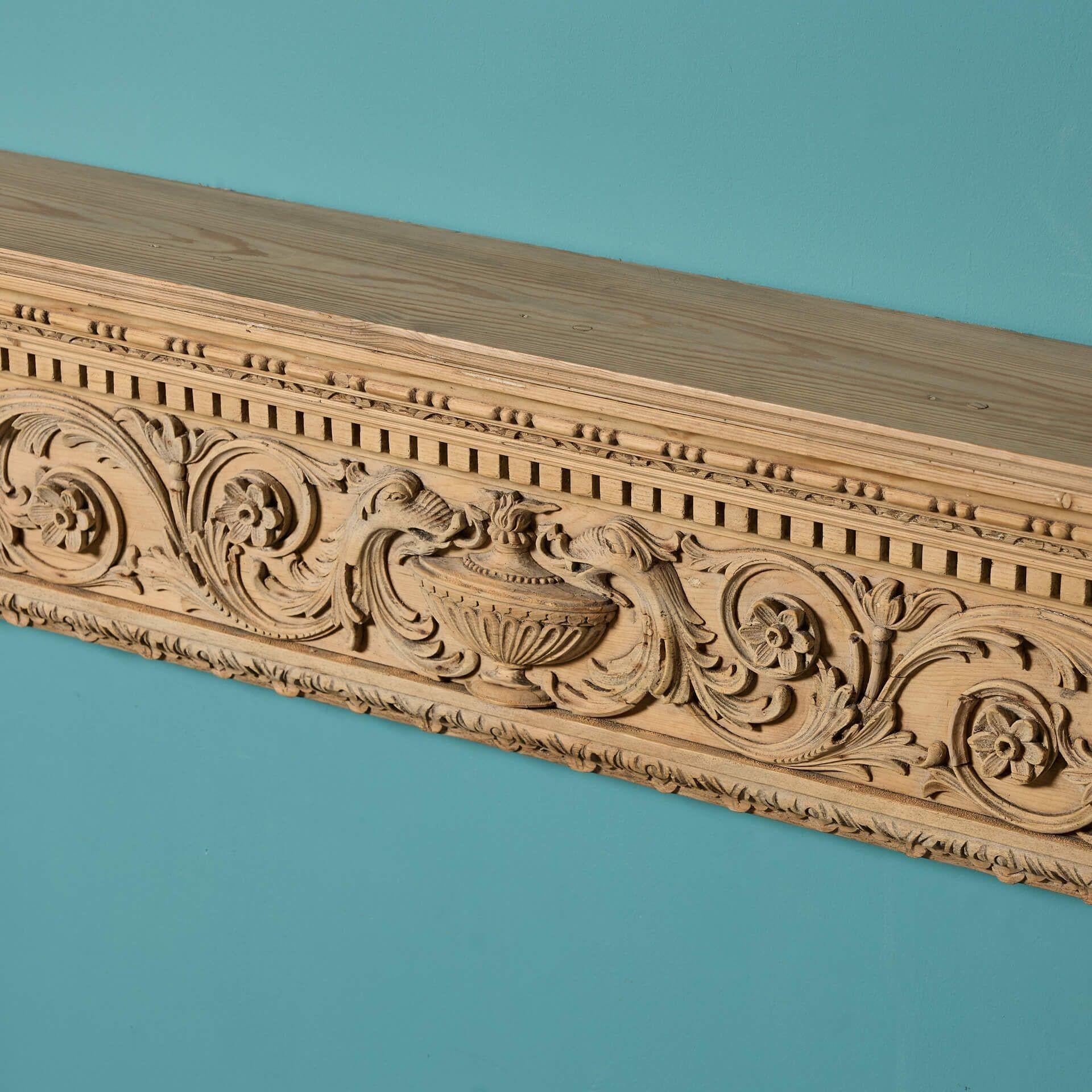 Georgian Style Carved Pine Fire Surround In Fair Condition For Sale In Wormelow, Herefordshire