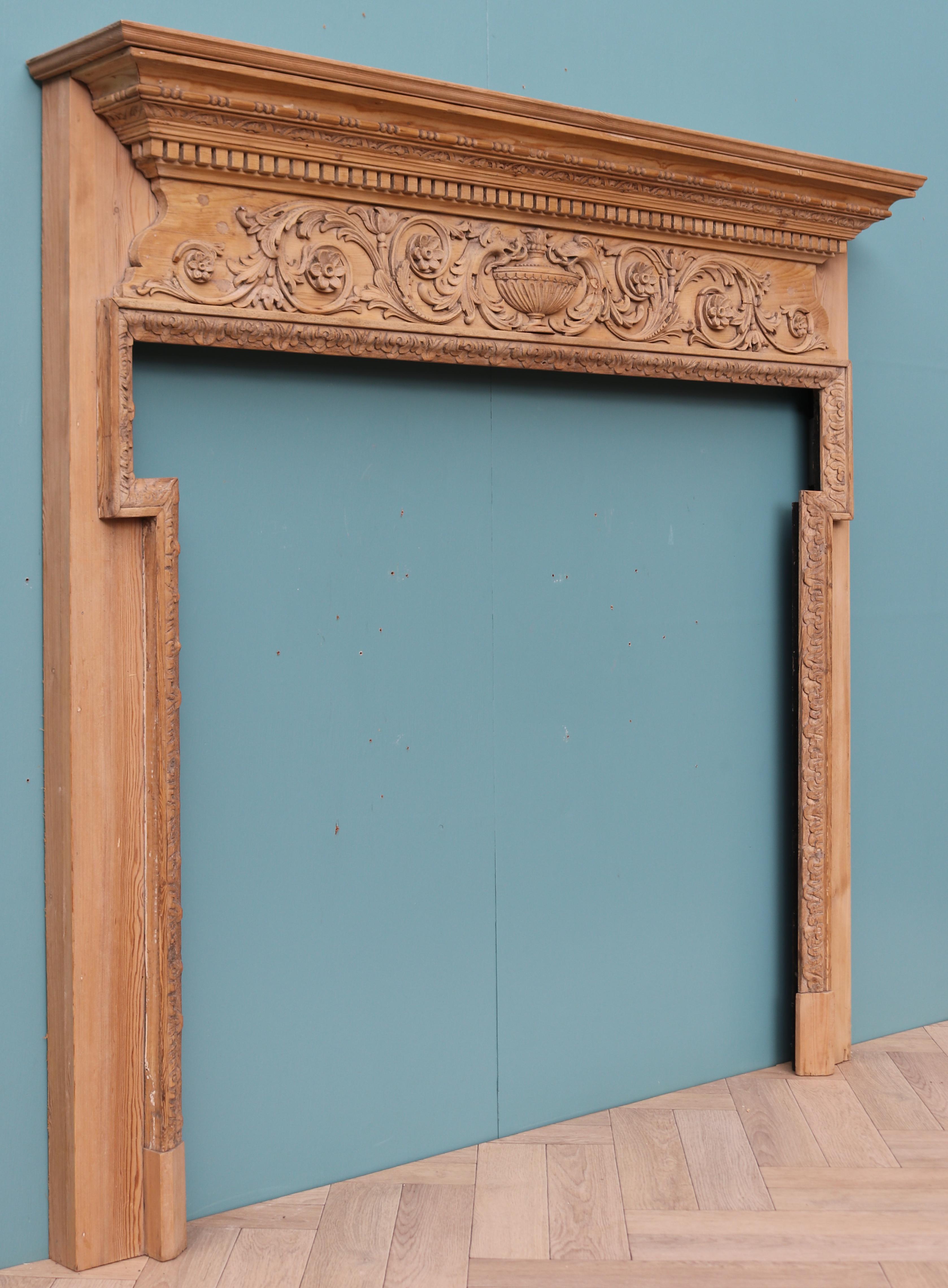 Georgian Style Carved Pine Mantel In Fair Condition In Wormelow, Herefordshire