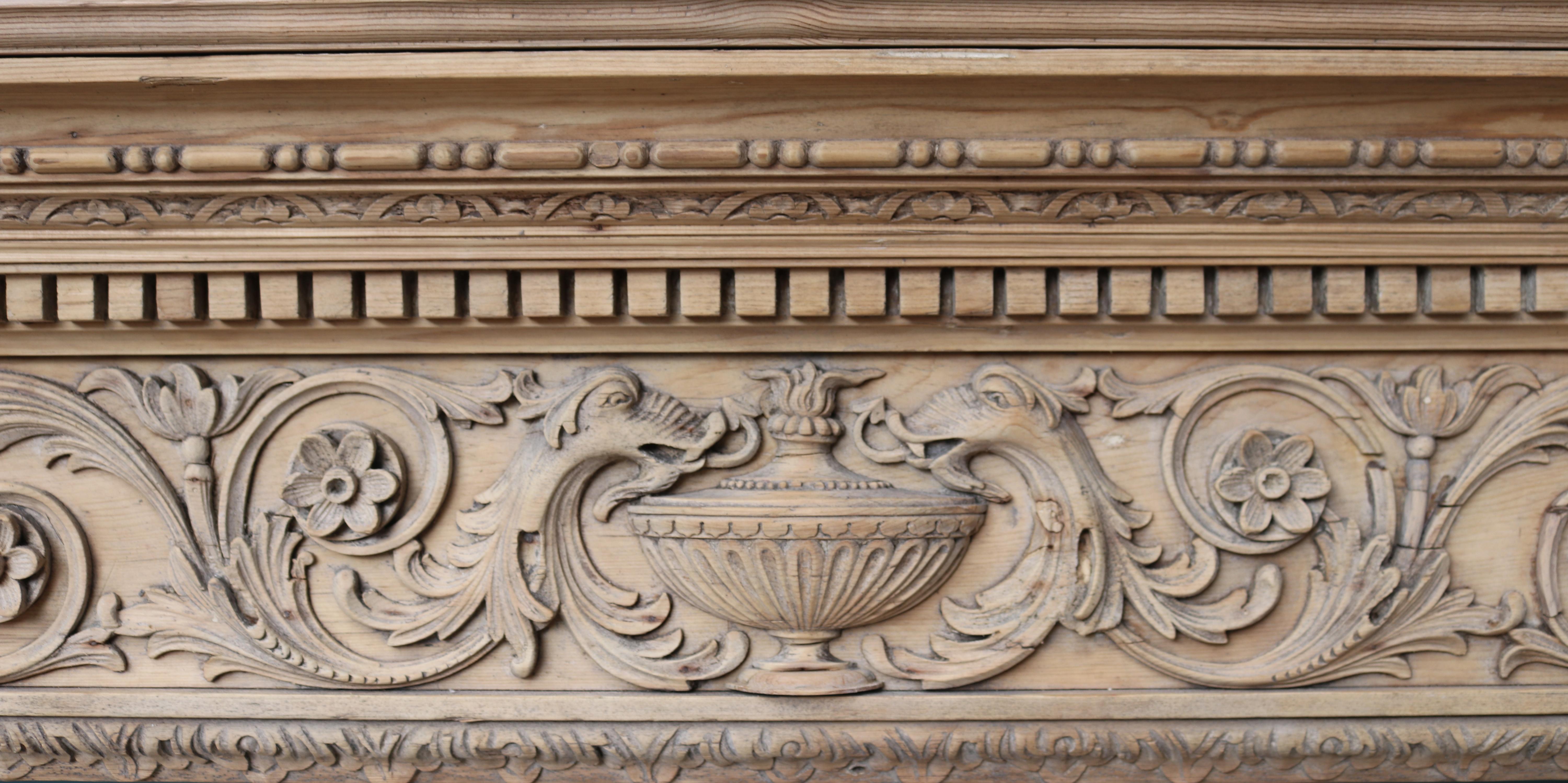 19th Century Georgian Style Carved Pine Mantel