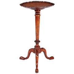 Antique Georgian Style Carved Walnut Tripod Table