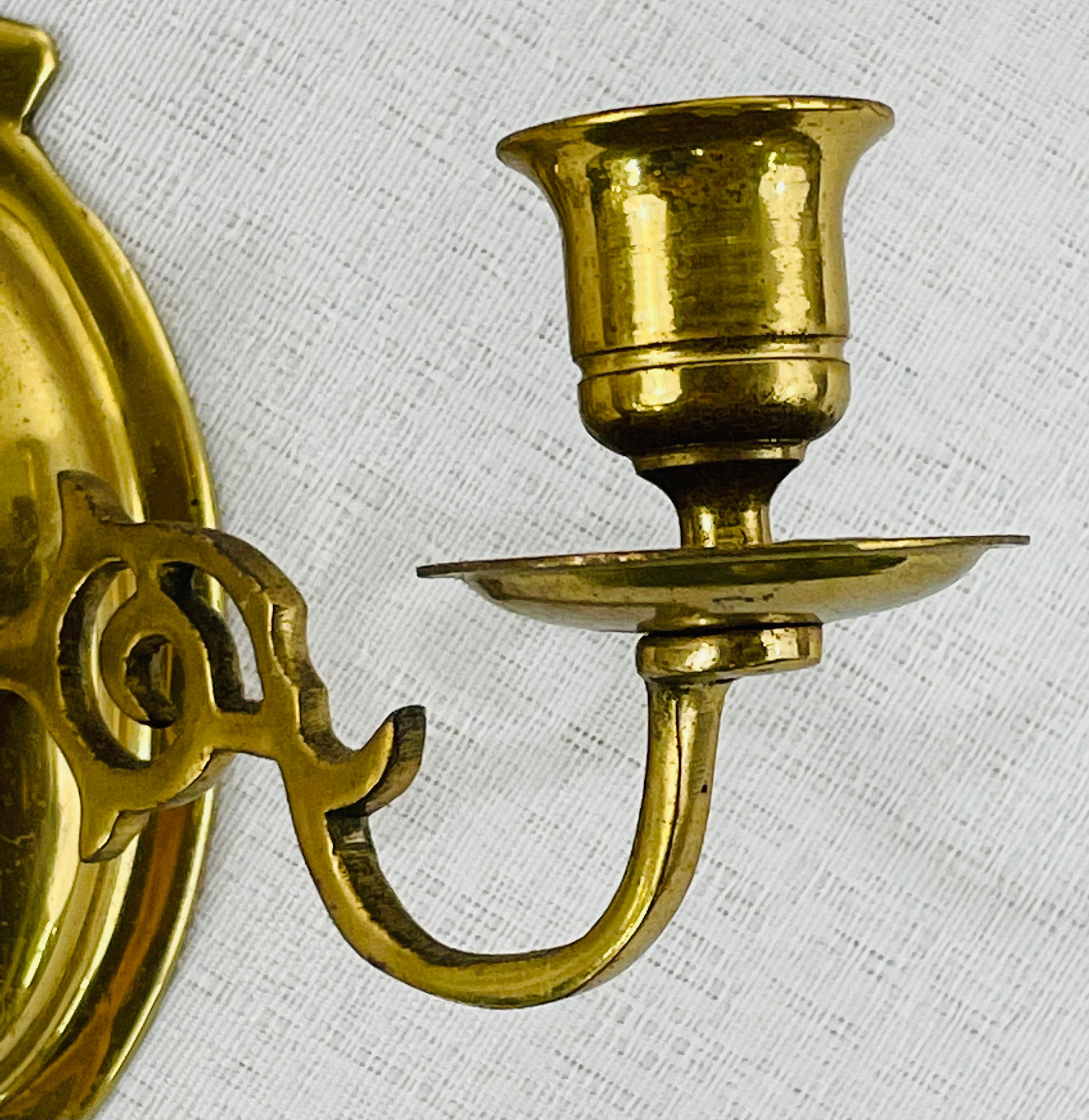 Georgian Style Cast Brass candle Holder Wall Sconce, a Pair 4