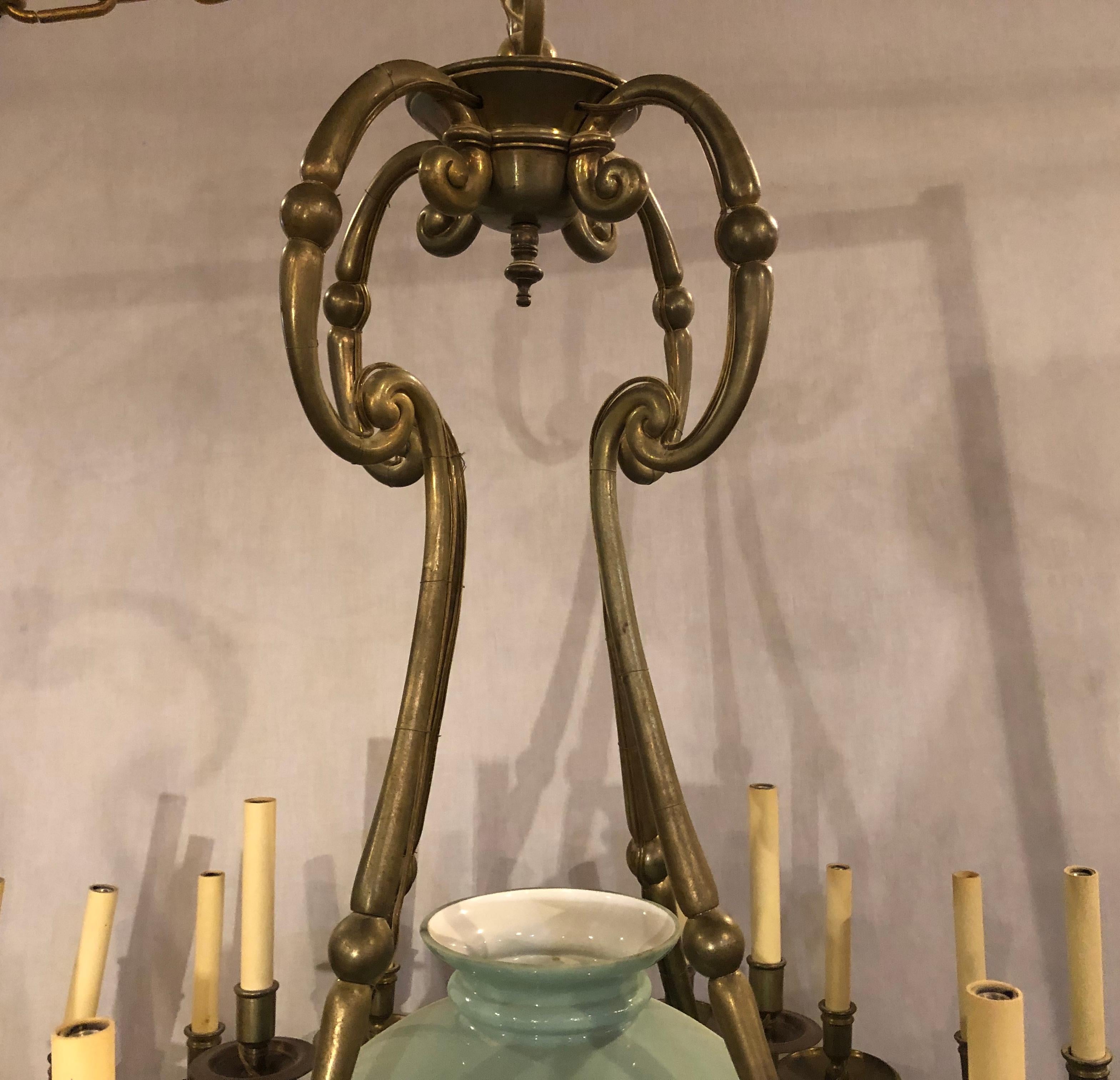 Georgian Style Chandelier with a Globe Centre Matching Chain and Canopy In Good Condition For Sale In Stamford, CT