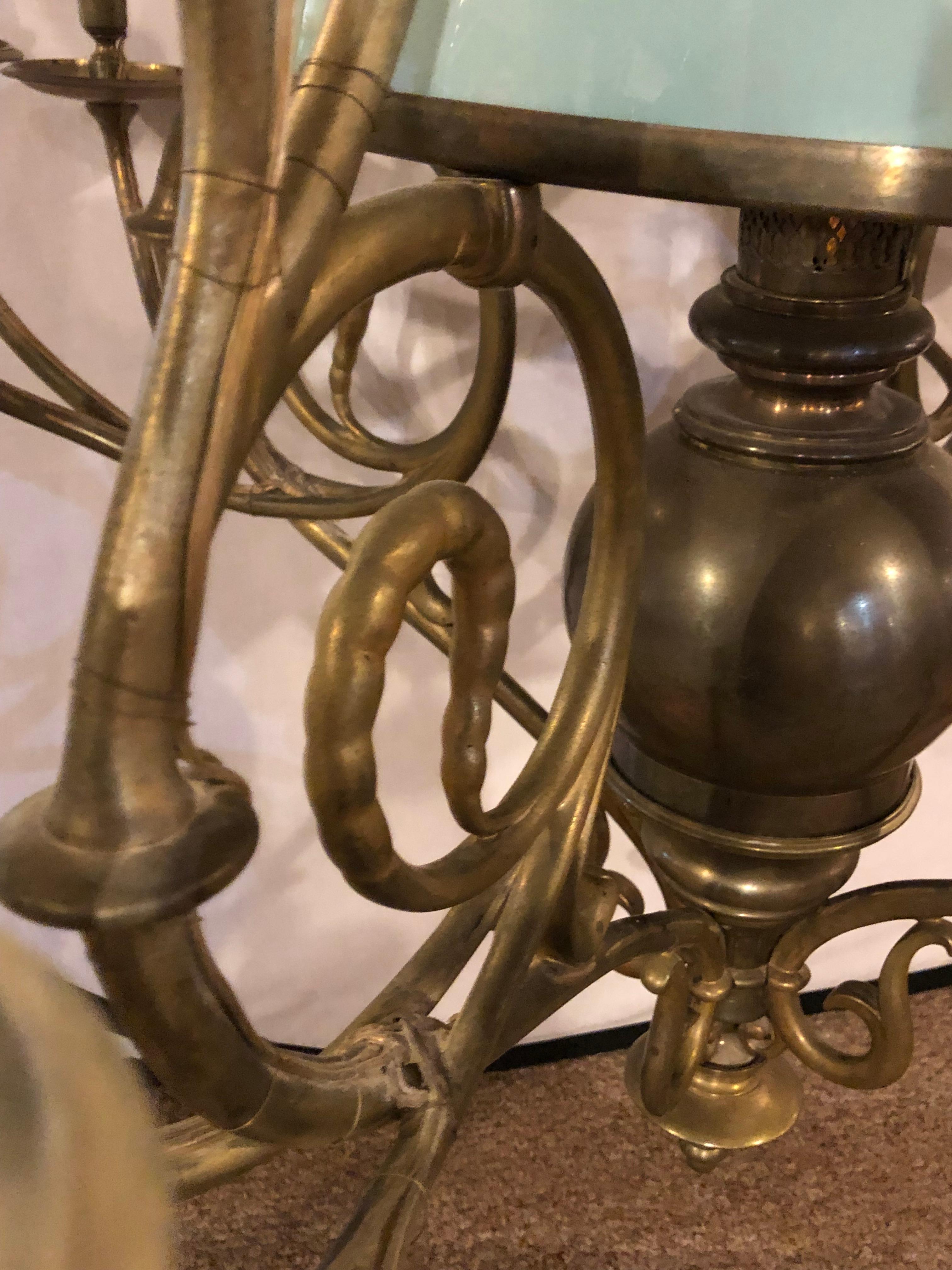Early 20th Century Georgian Style Chandelier with a Globe Centre Matching Chain and Canopy For Sale