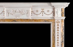 Georgian Style Chimneypiece in Statuary, Sienna and Brocatelle Marble