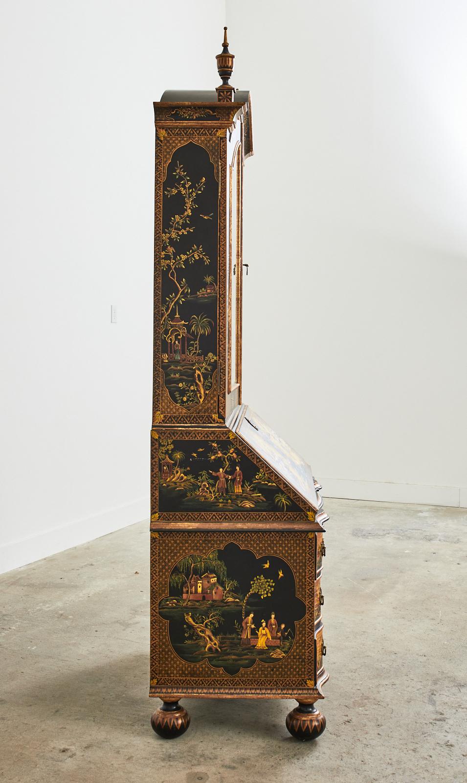 Georgian Style Chinoiserie Decorated Secretary Bookcase by Sarreid 6