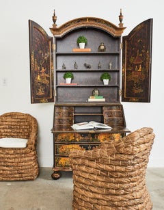 Georgian Style Chinoiserie Decorated Secretary Bookcase by Sarreid