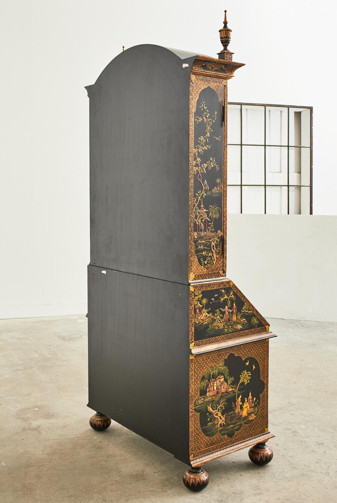 Georgian Style Chinoiserie Decorated Secretary Bookcase by Sarreid 13