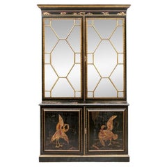 Georgian Style Chinoisserie Breakfront Cabinet Attr. Karges