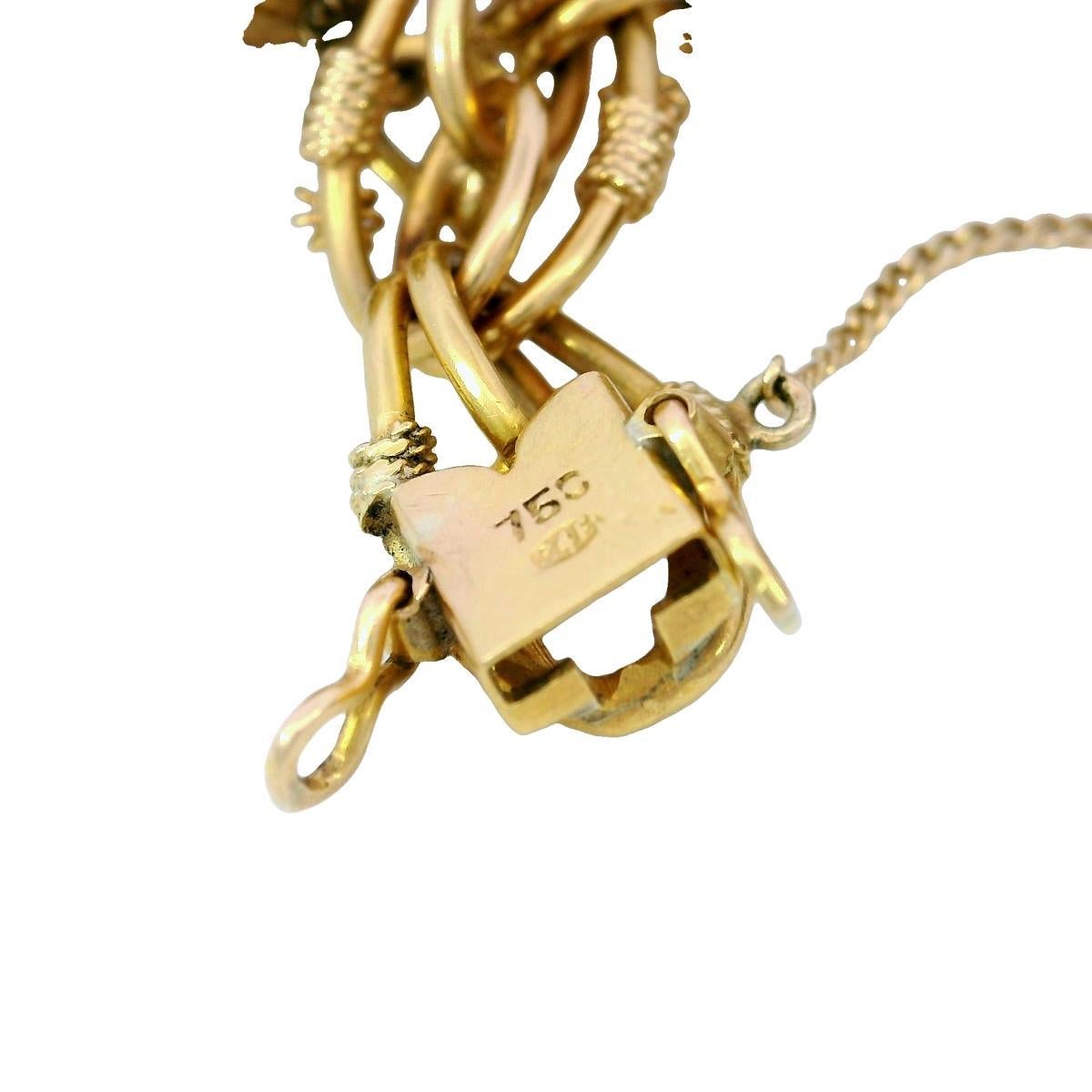 Bracelet à breloques de style géorgien en or jaune 18 carats et pierres précieuses multicolores en vente 10