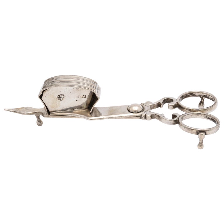 Georgian-Style Continental Silver '.800' Austrian Candle Wick Cutter or Snuffer For Sale