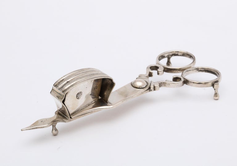 Sterling Silver Georgian-Style Continental Silver '.800' Austrian Candle Wick Cutter or Snuffer For Sale