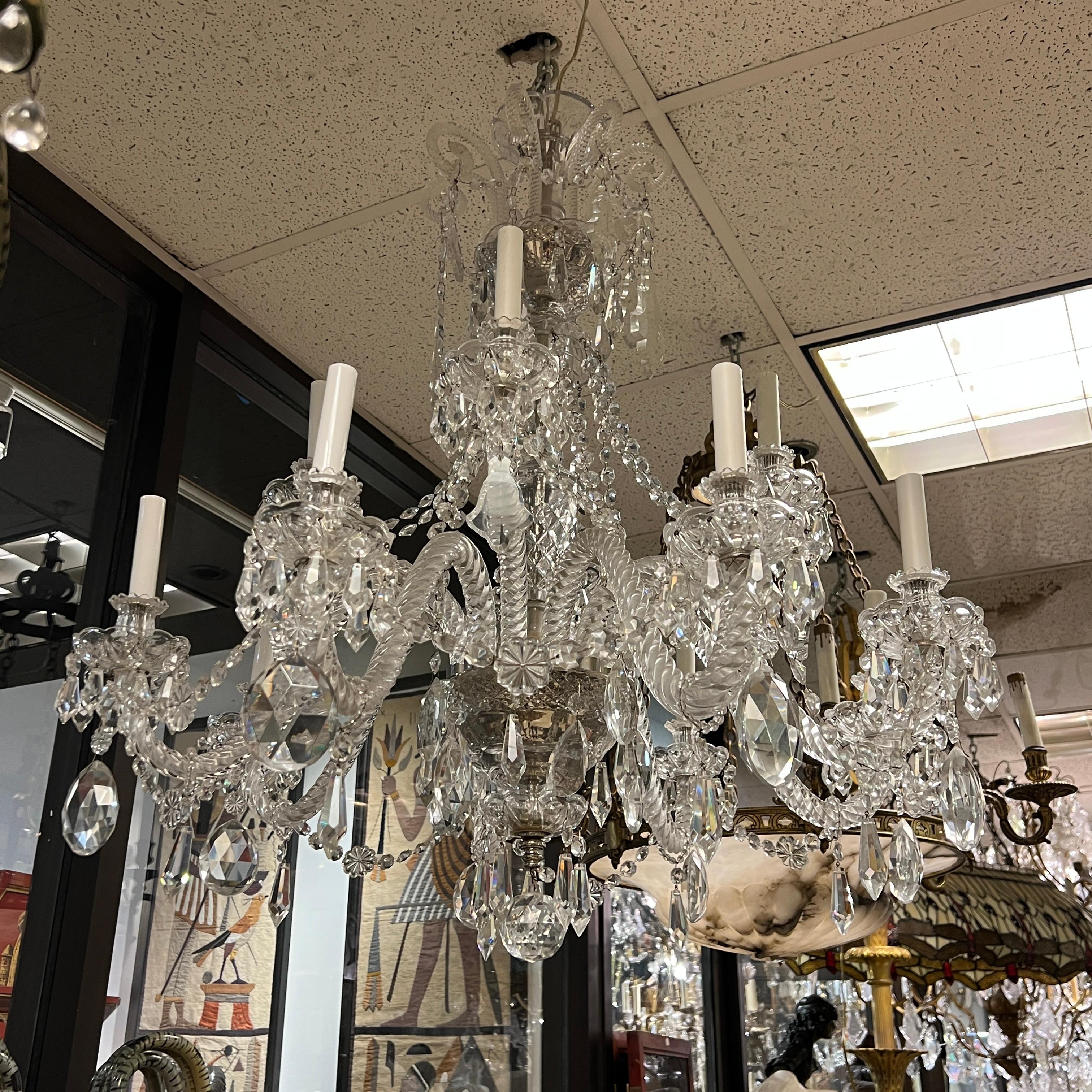 Mid-20th Century Georgian style Crystal Electrified 12 Light Chandelier For Sale