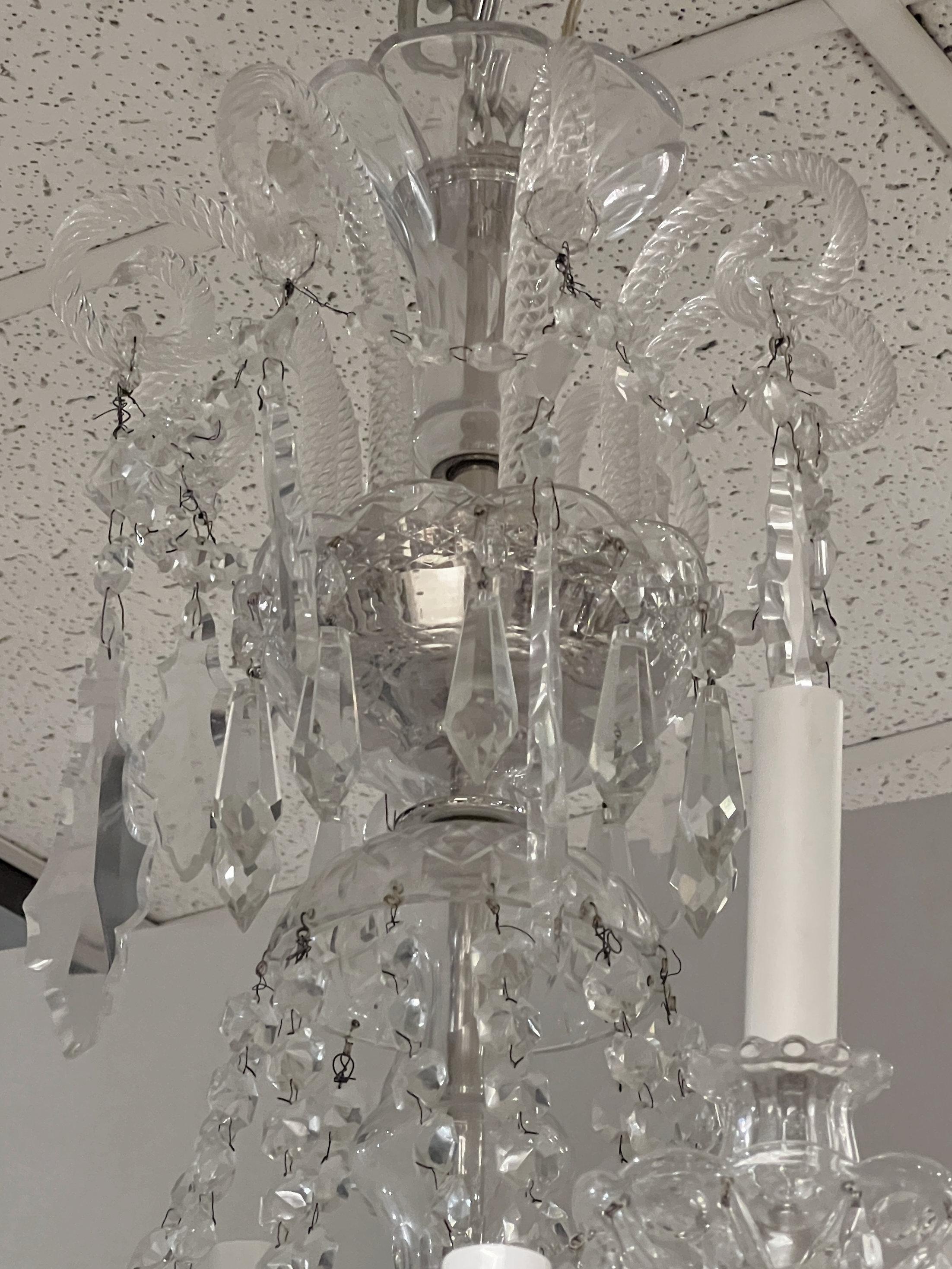 Cut Glass Georgian style Crystal Electrified 12 Light Chandelier For Sale