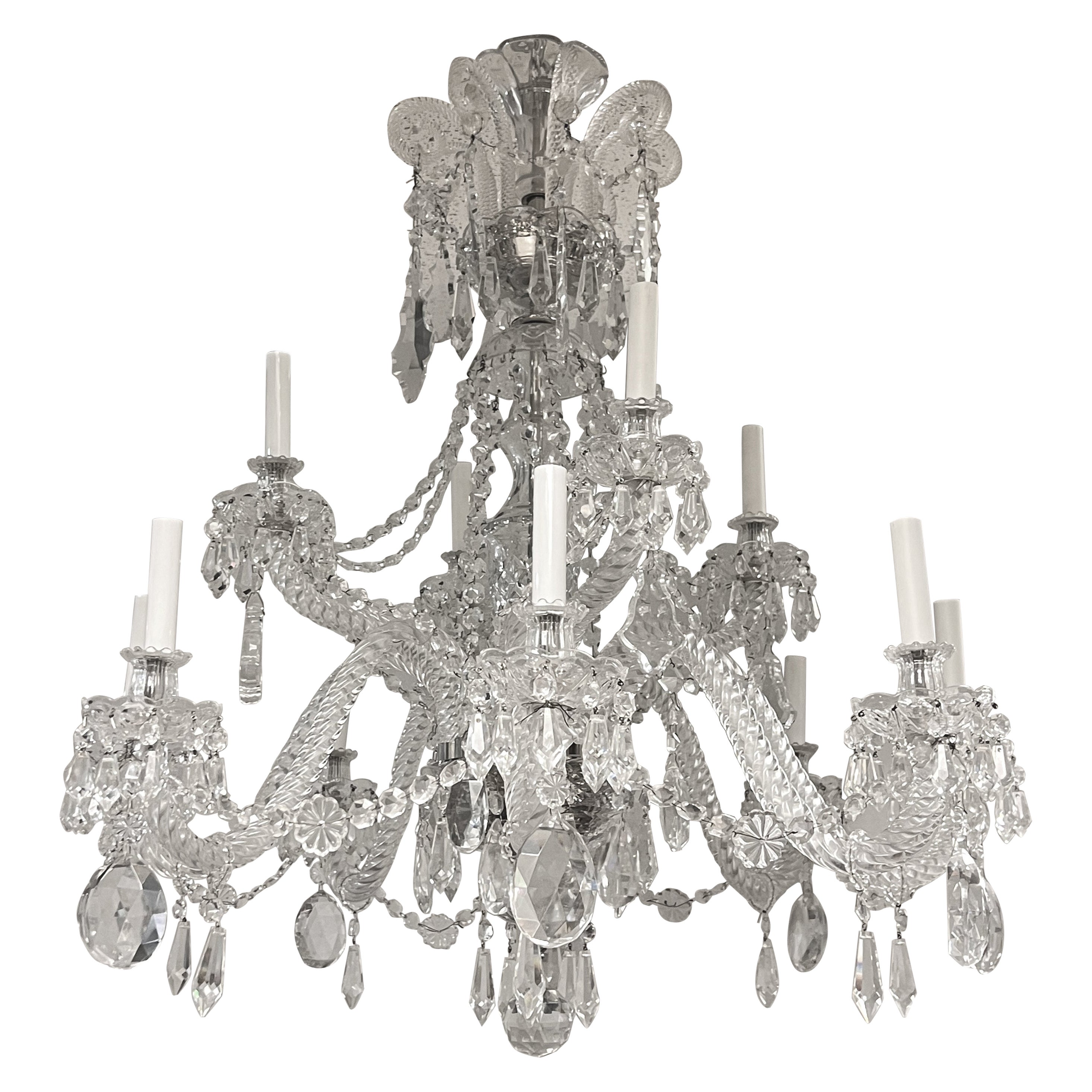 Georgian style Crystal Electrified 12 Light Chandelier