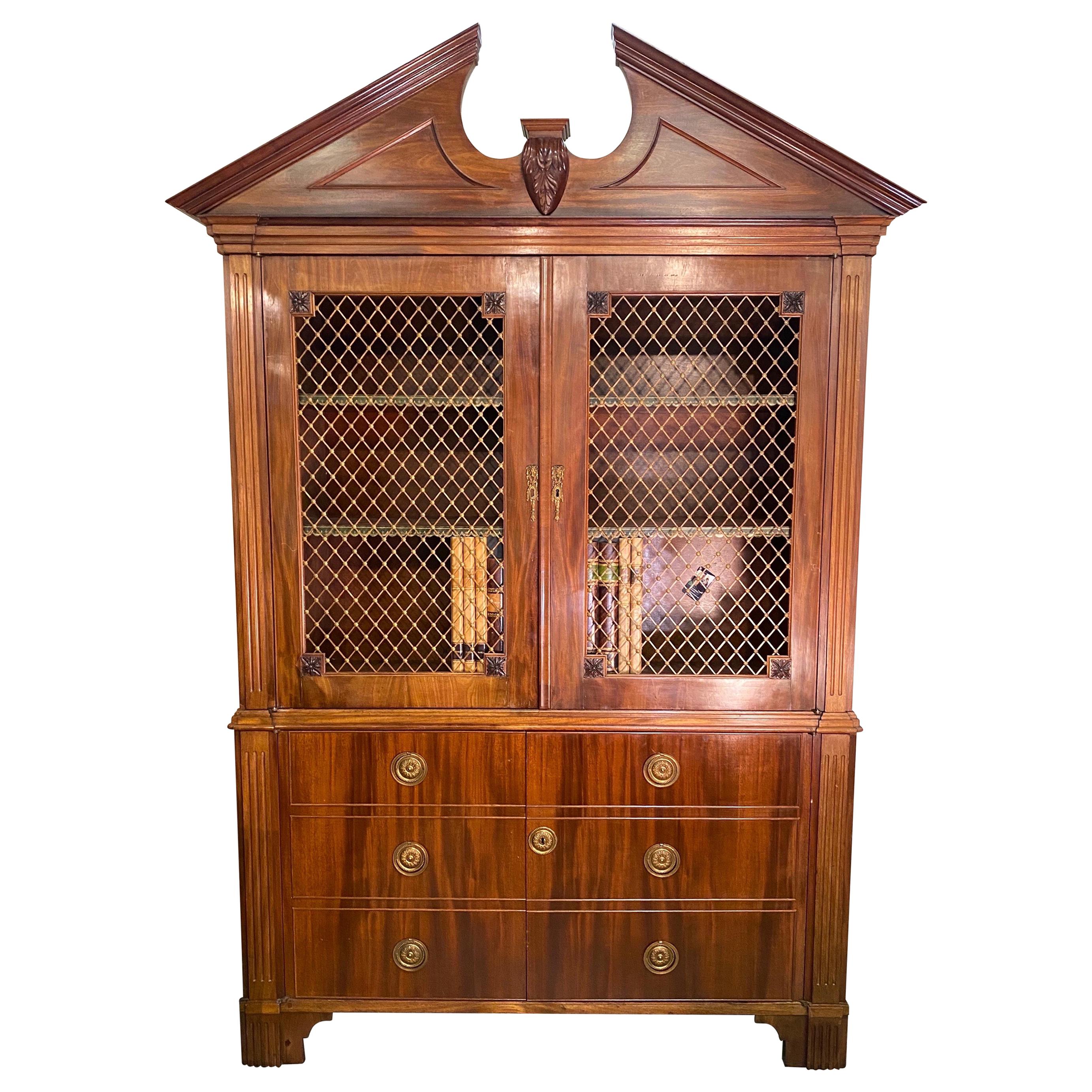 Georgian Style Dutch Mahogany Cabinet with Sliding Faux Book Safe For Sale