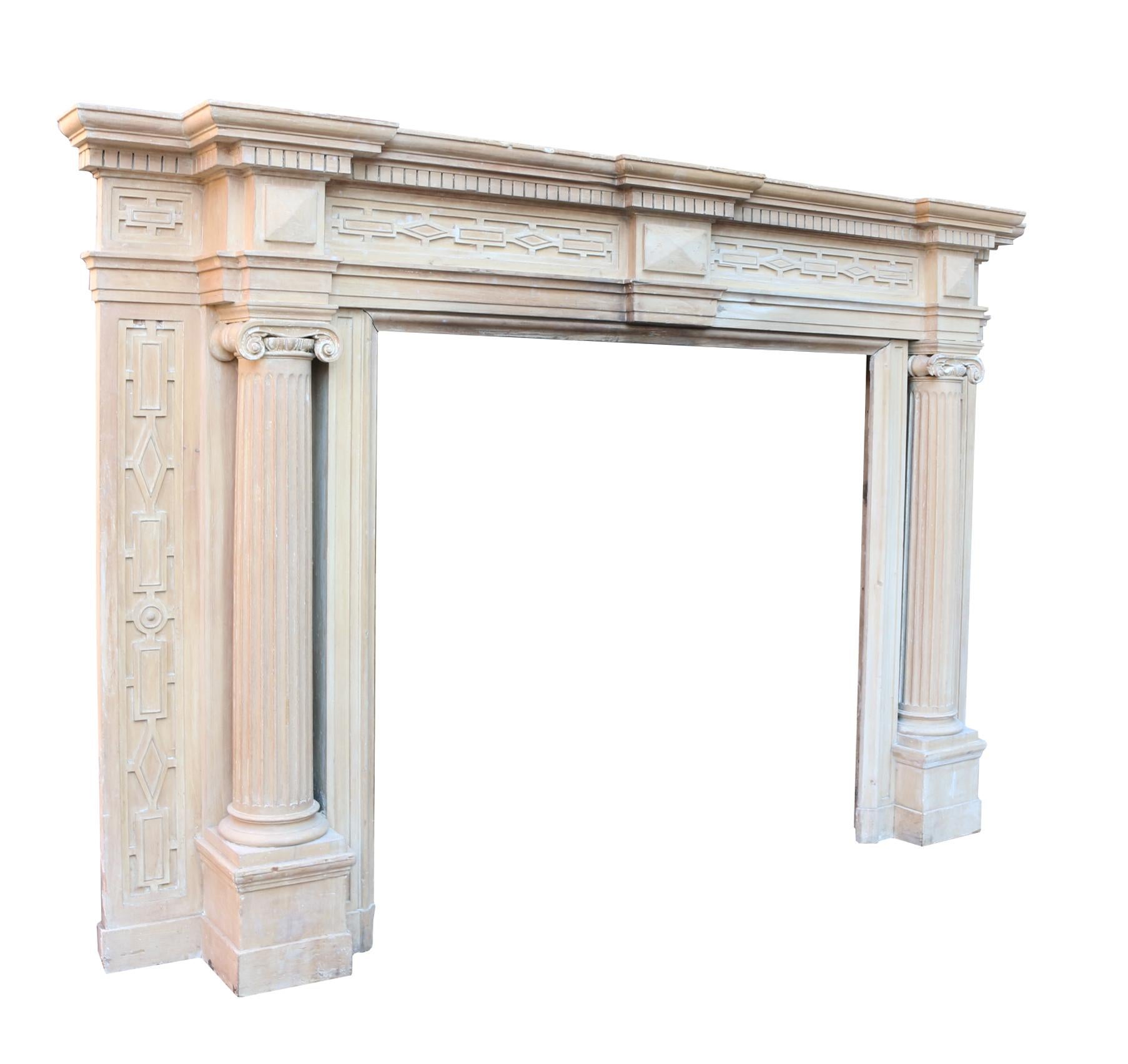 This fire surround is in good original condition with only minor wear and small losses.
Opening Height 106.5 cm
Opening Width 116 cm
Width Between Legs 210 cm
Weight 50 kg.