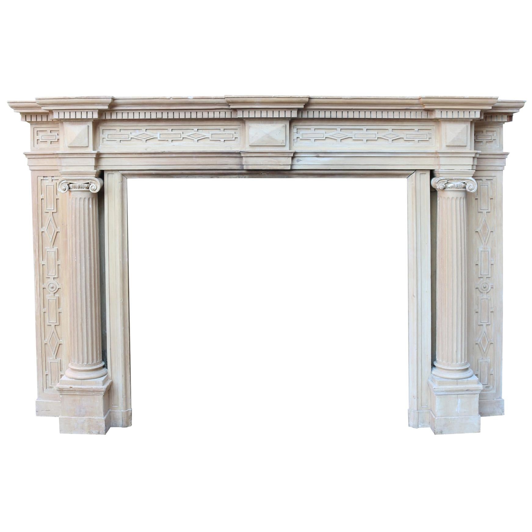 Georgian Style Edwardian Pine and Composition Fire Surround