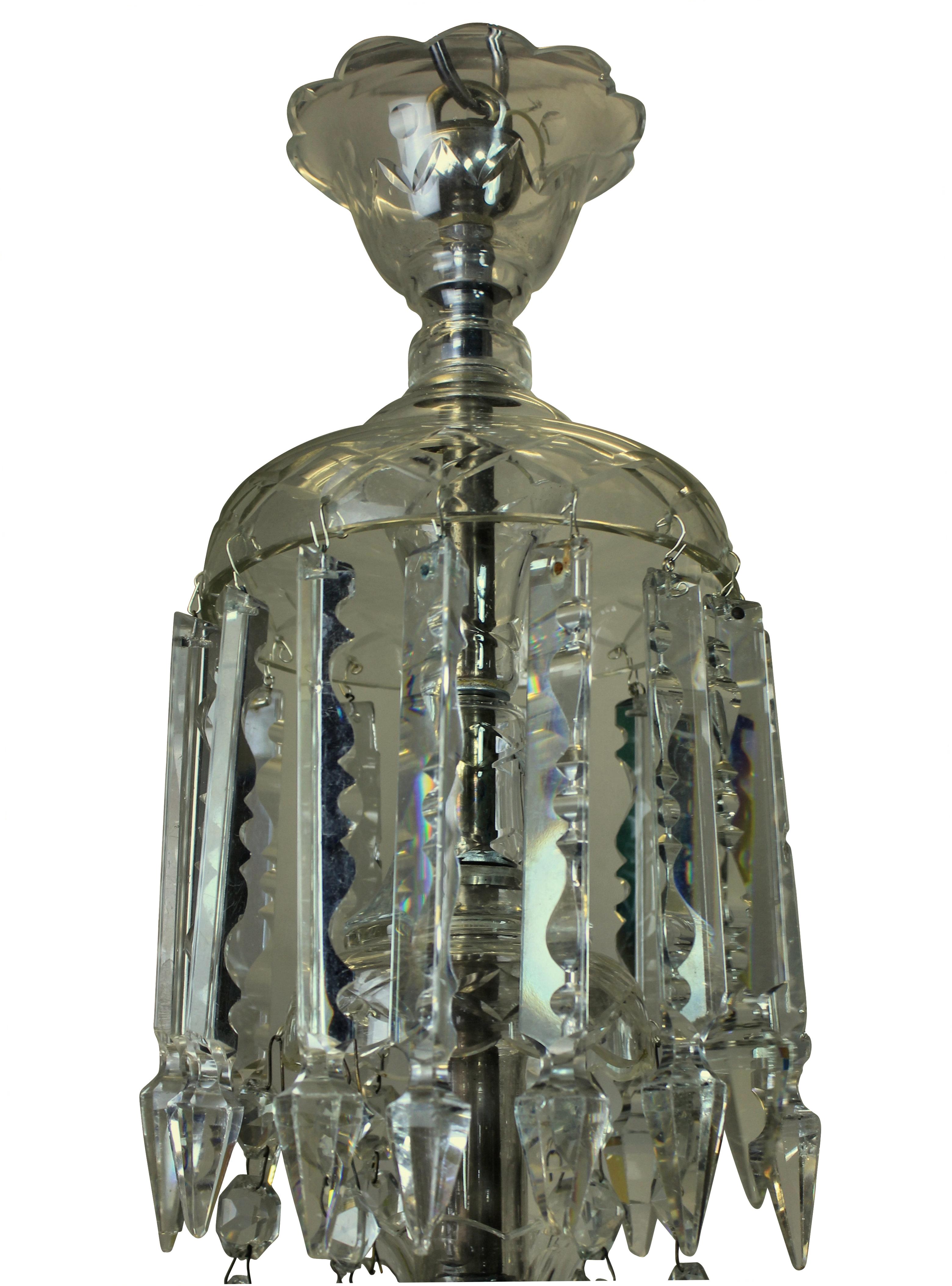 Mid-20th Century Georgian Style English Cut-Glass Chandelier