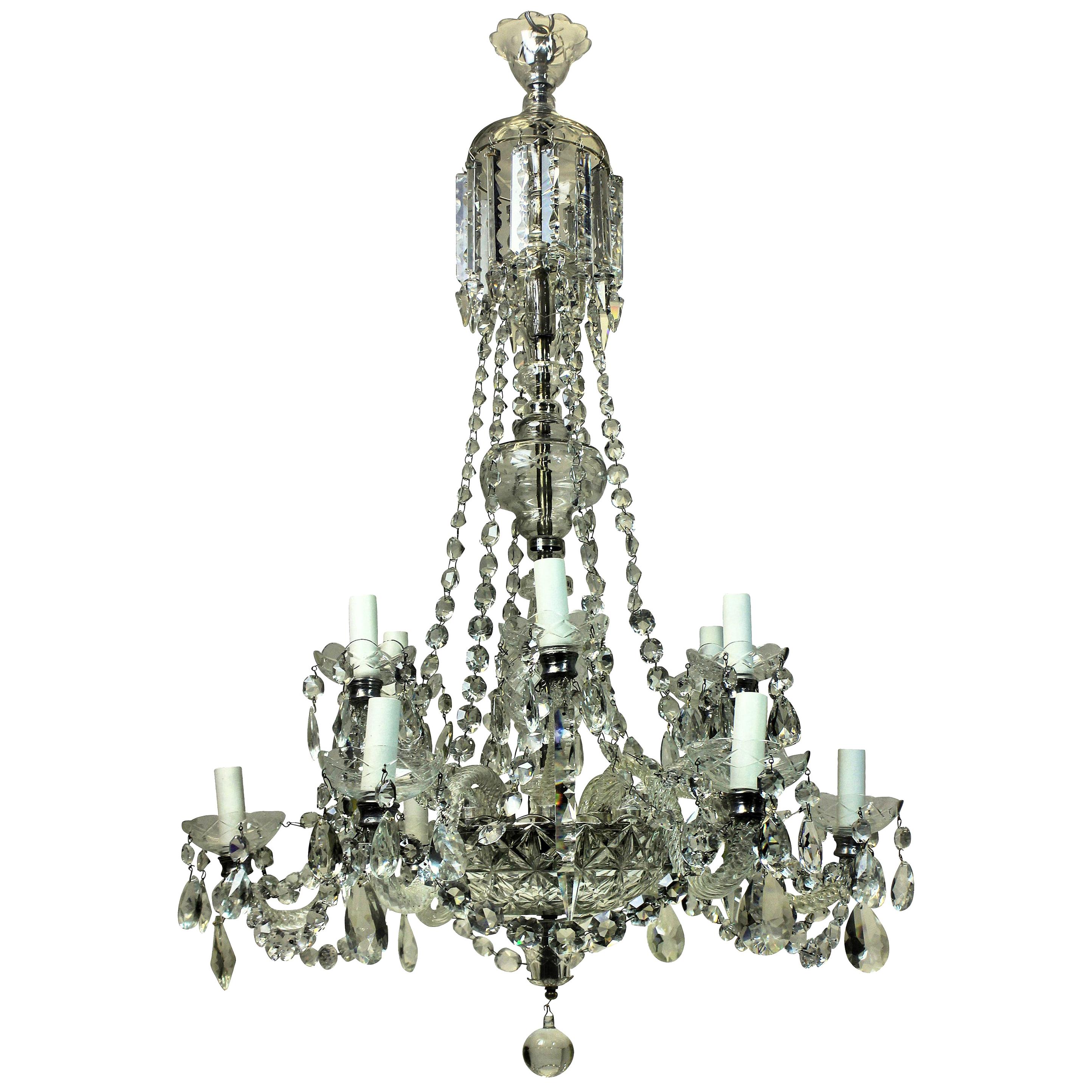 Georgian Style English Cut-Glass Chandelier