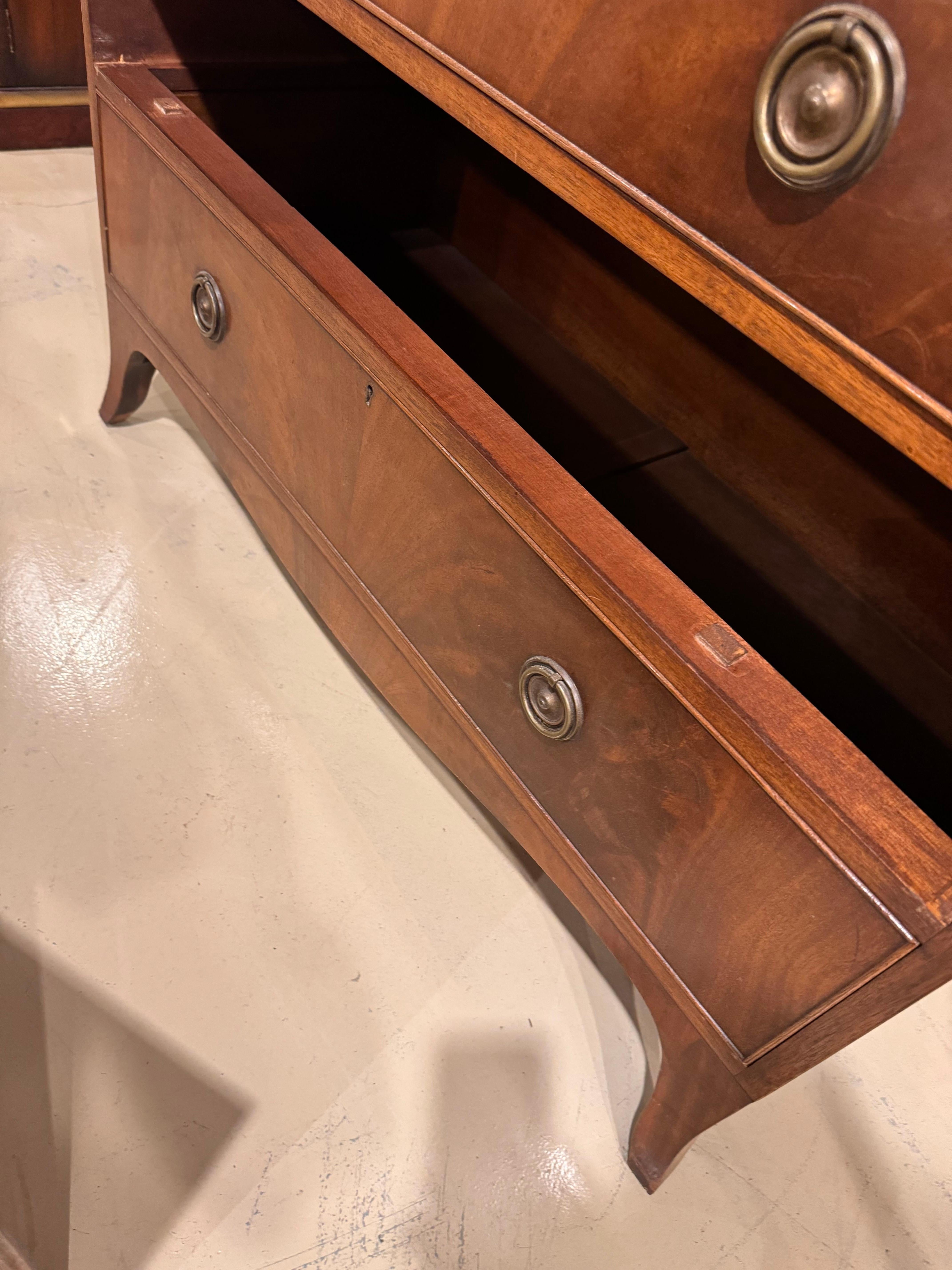 Georgian Style English Desk Bureau Bookcase with Banded Drawers, Leather Top 6